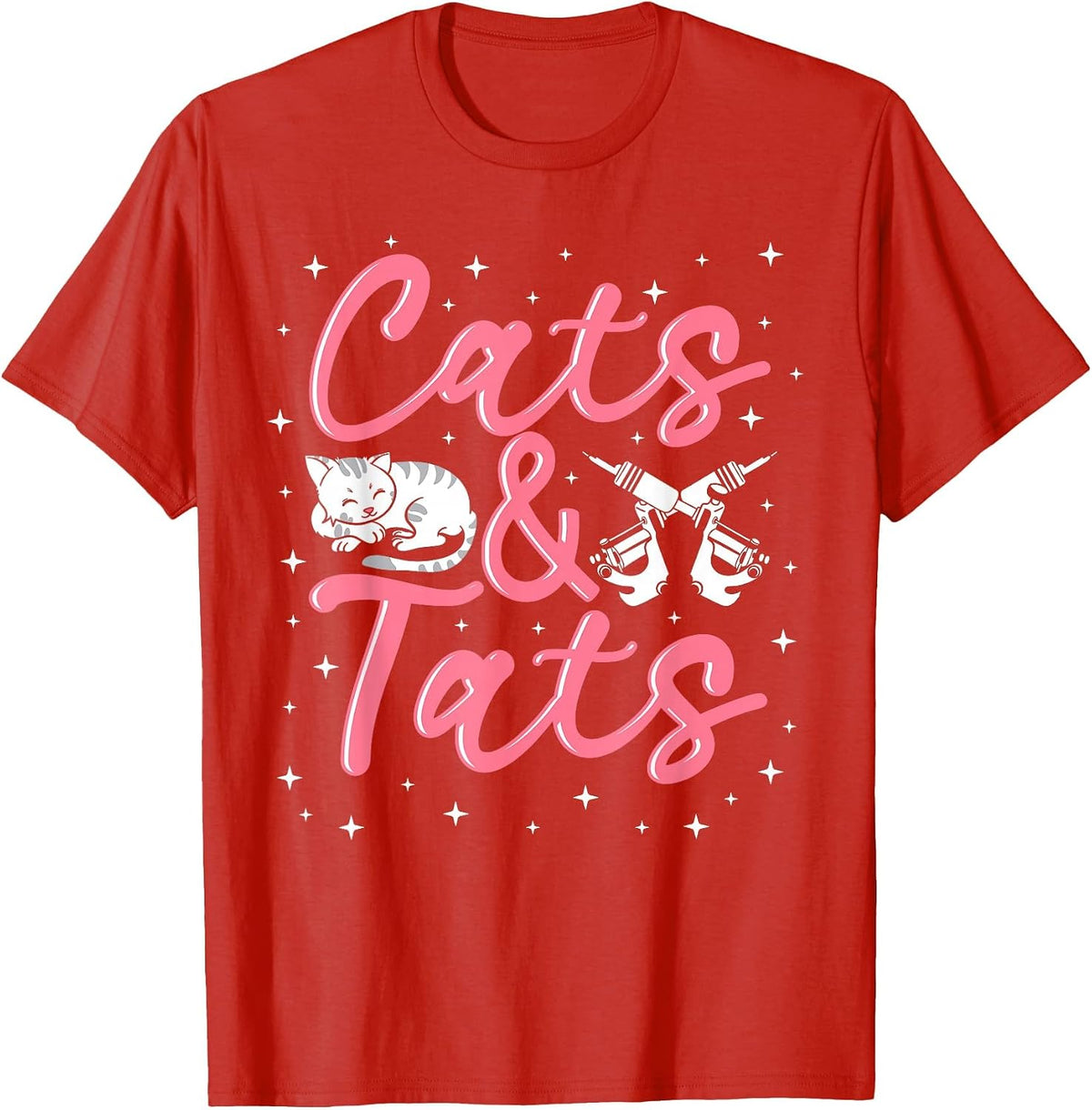 Tattoo Artist Cat Lover Tattooist Machine Tattooed Ink Style T-Shirt - Red