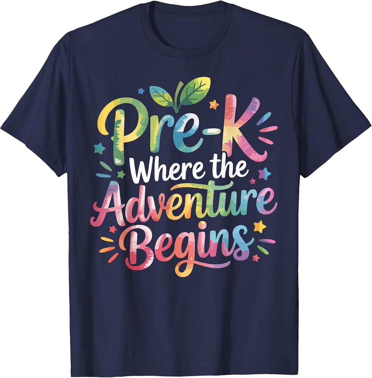 Pre-K Where The Adventure Begins Preschool Teachers Students T-Shirt - Navy Blue