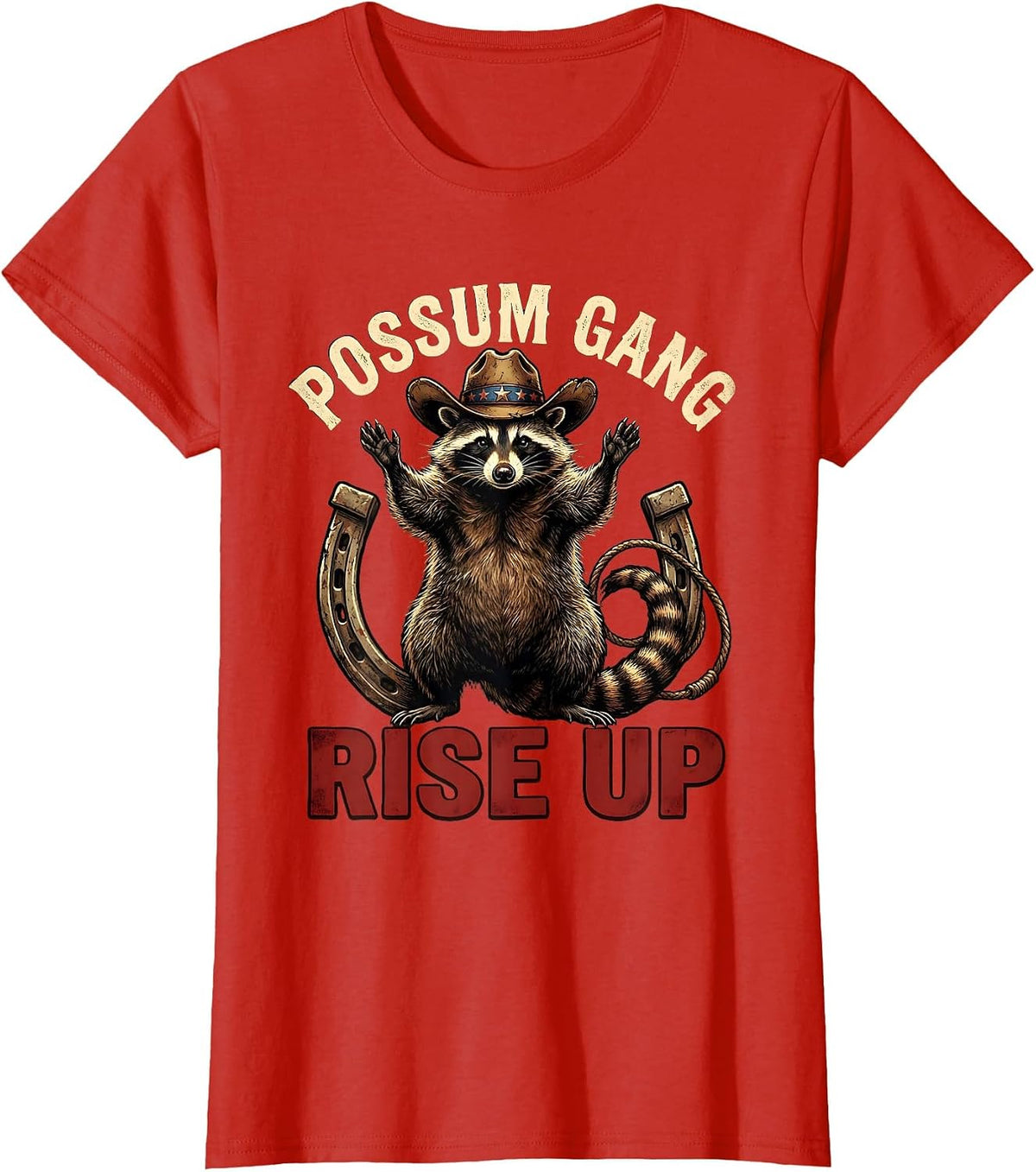 Possum Gang Rise Up Bold Opossum Design T-Shirt - Red