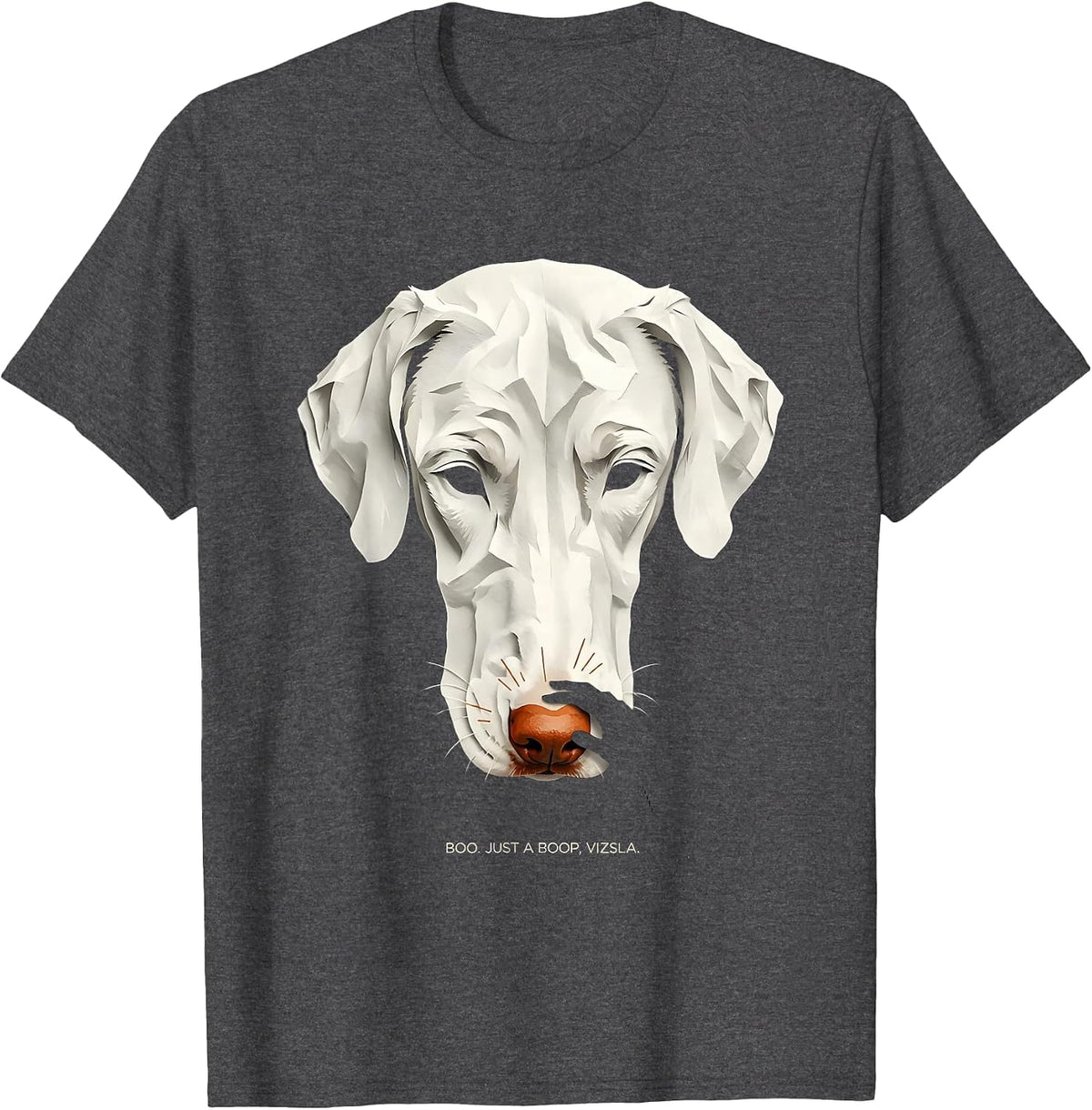 Boo Just A Boop Vizsla Funny Ghost Dog Lover Halloween T-Shirt - Dark Heather Grey