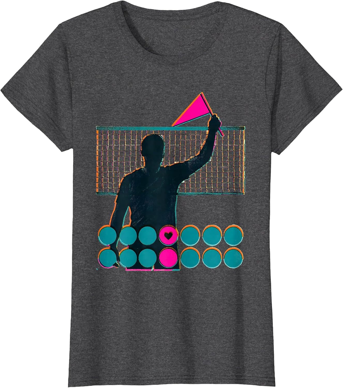 Women's Volleyball Fan Family Pride Risograph Game Day Support T-Shirt - Dark Heather Grey