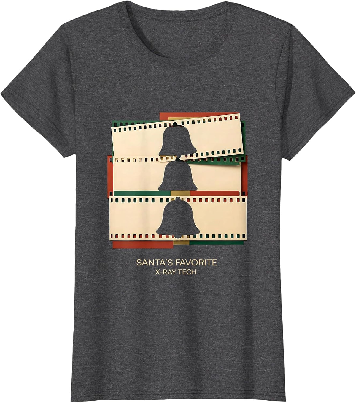 Women's Santa's Favorite X-Ray Tech Funny Radiology Tech Christmas T-Shirt - Dark Heather Grey