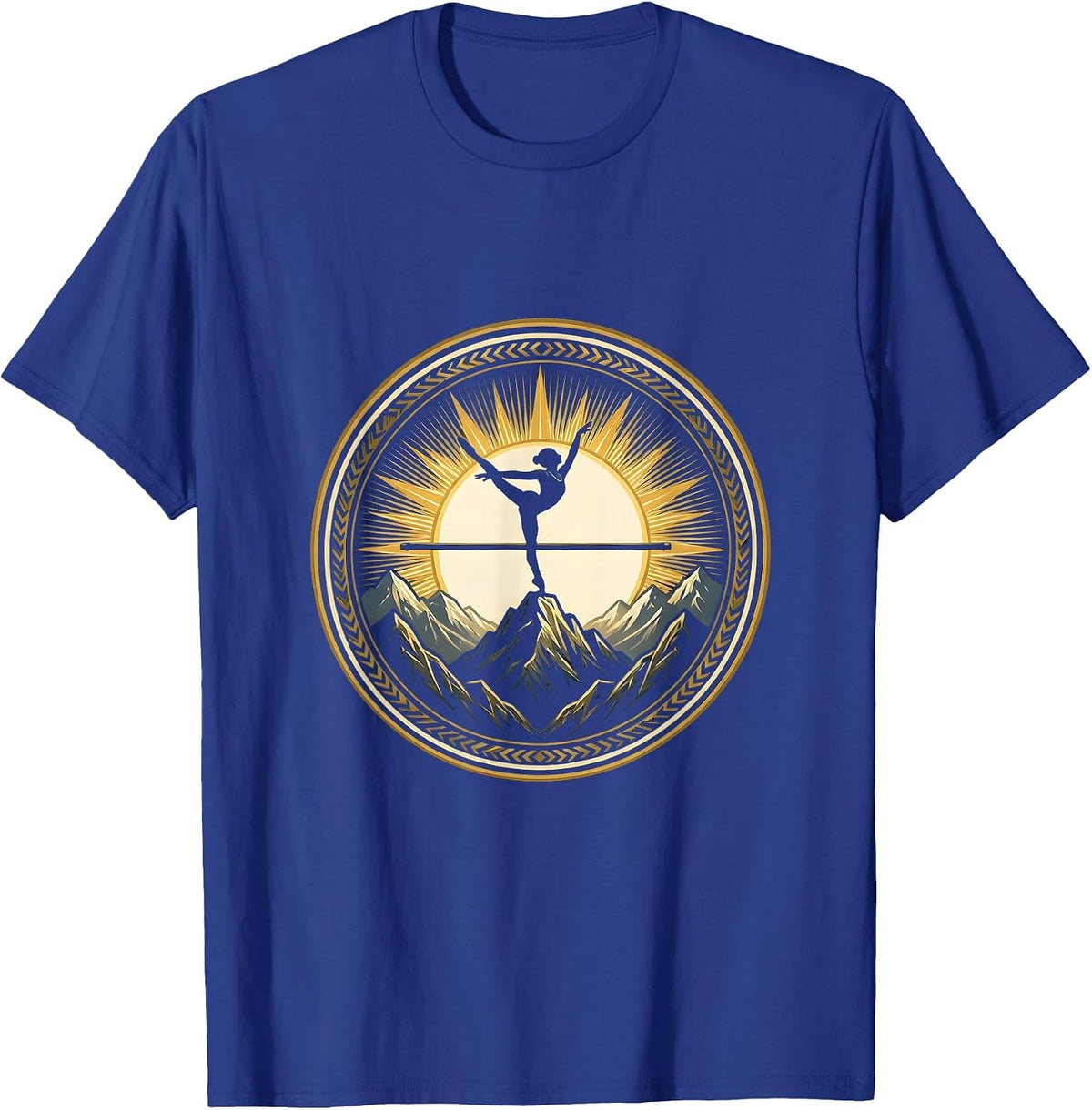 Gymnastics Balance Beam Mountain Summit Design T-Shirt - Royal Blue