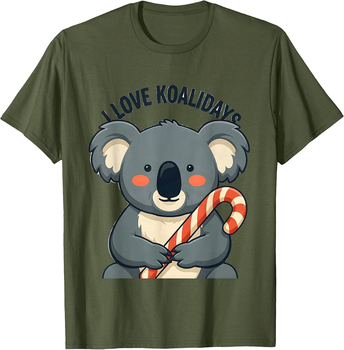 Men's I Love Koalidays Cute Koala Lover Holiday Novelty Christmas T-Shirt - Olive Green