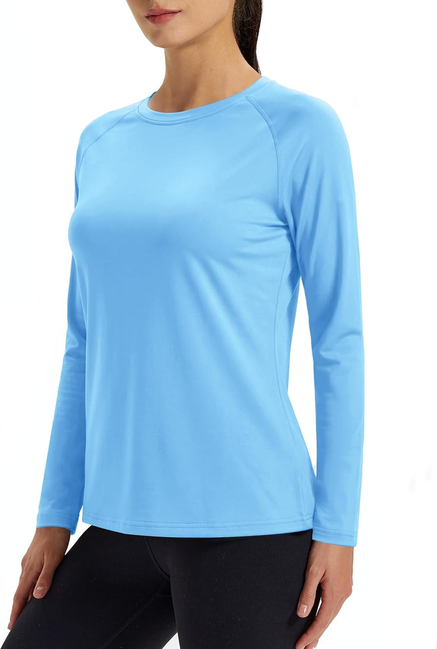 Women's Thermal Long Sleeve Shirts Fleece Lined Base Layer Tops - Light Blue