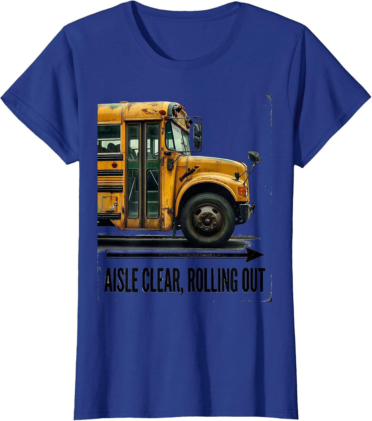 Women's Aisle Clear Rolling Out Vintage School Bus Driver Costume T-Shirt - Royal Blue