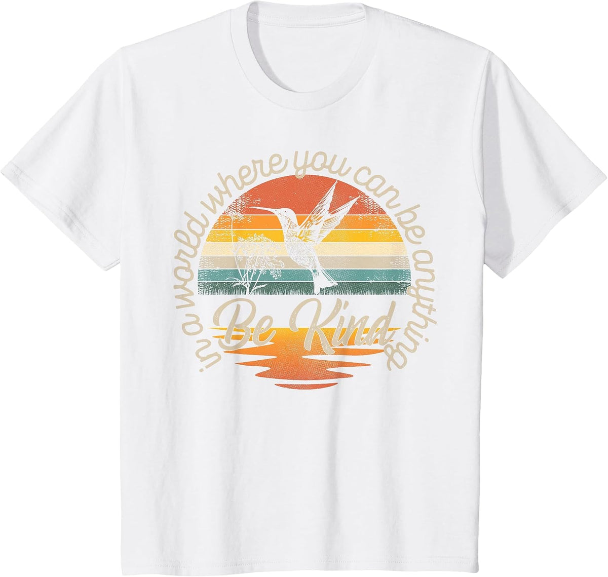Be Kind Hummingbird Design Positive Inspirational Kindness T-Shirt - White