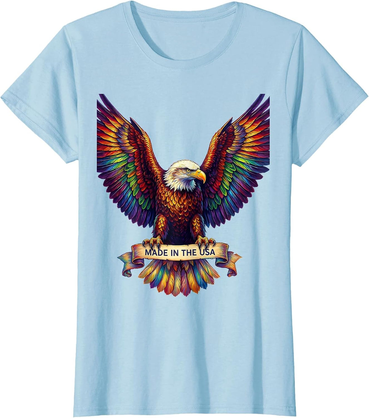 Made in the USA Proud American Patriotic Design T-Shirt - Baby Blue