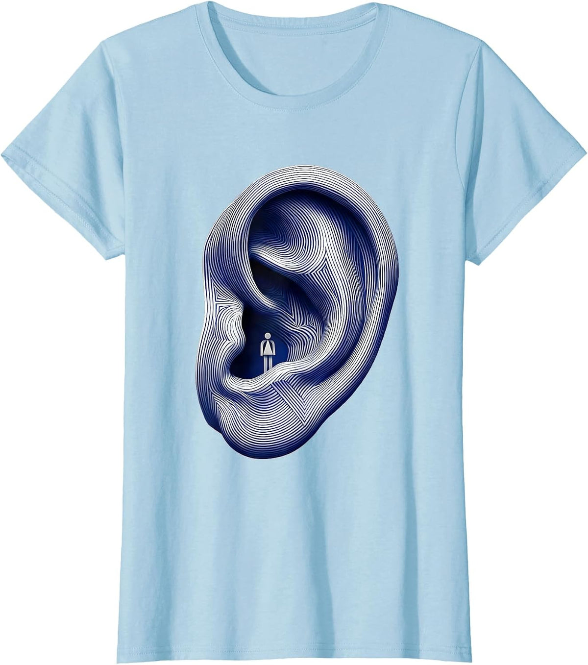Women's Speech Therapy Giant Ear Illustration Design T-Shirt - Baby Blue