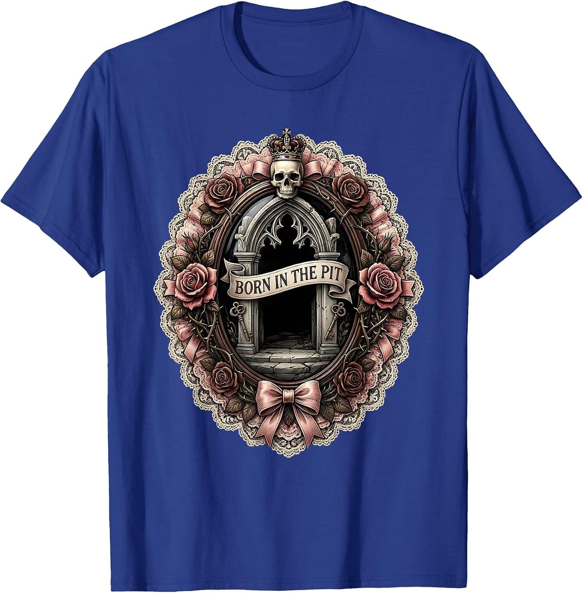 Born in the Pit Metal Band Graphic Design T-Shirt - Royal Blue