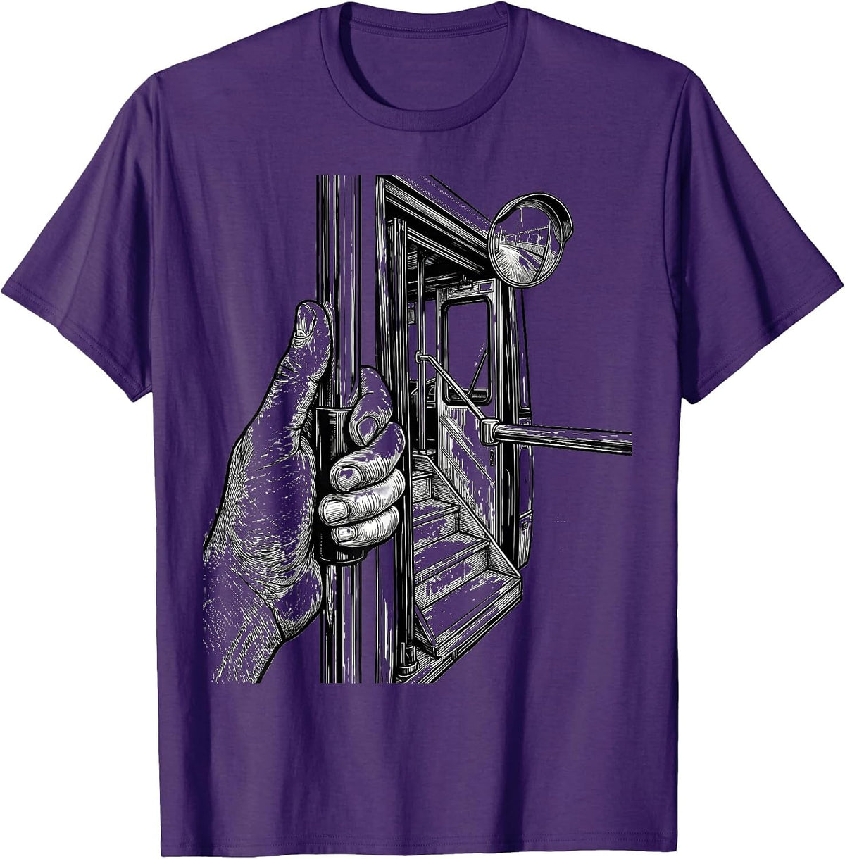Men's School Bus Driver Line Art Funny Costume T-Shirt - Purple