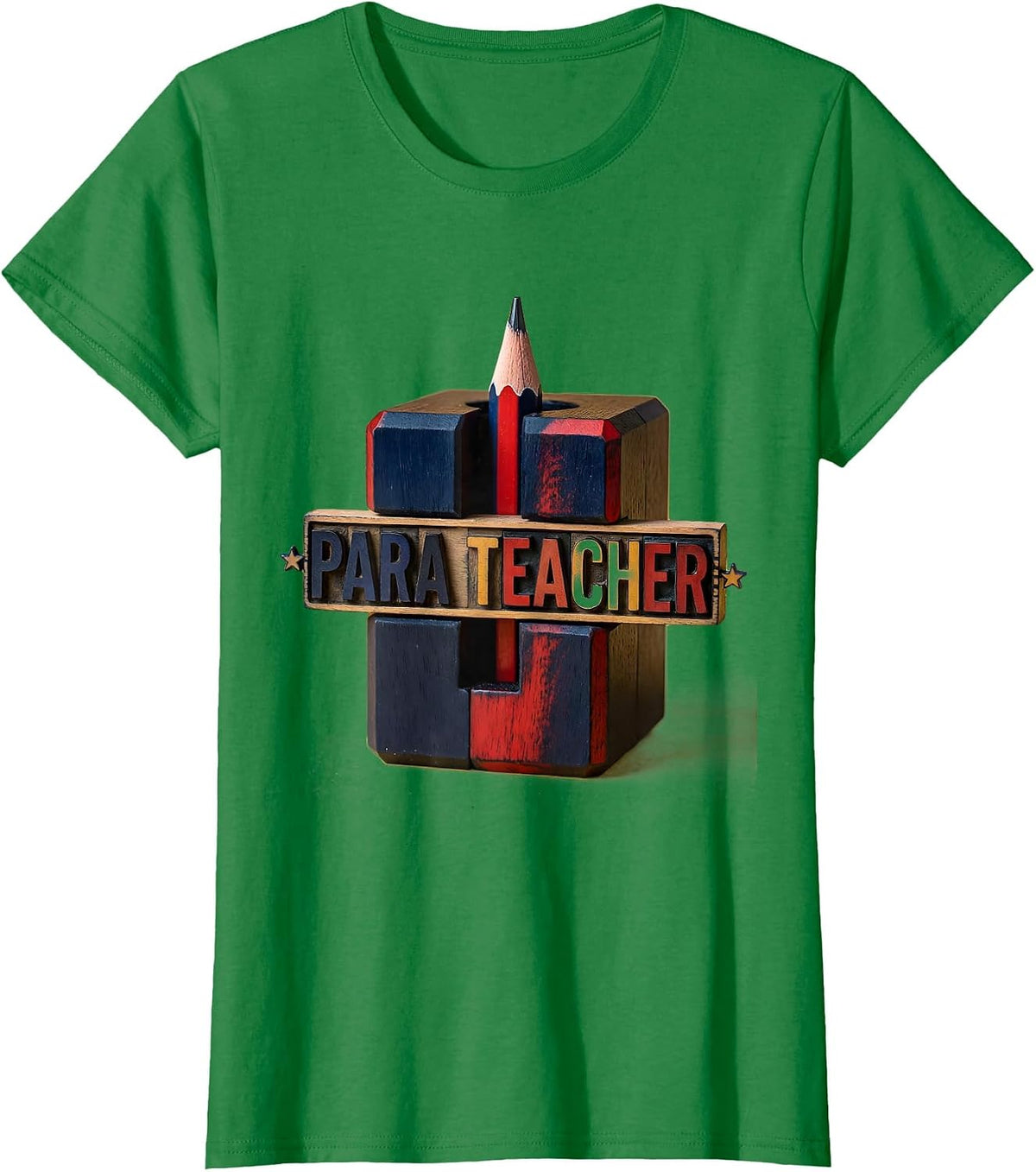 Women's Para Teacher Retro Pencil Sharpener Back To School Teacher T-Shirt - Kelly Green
