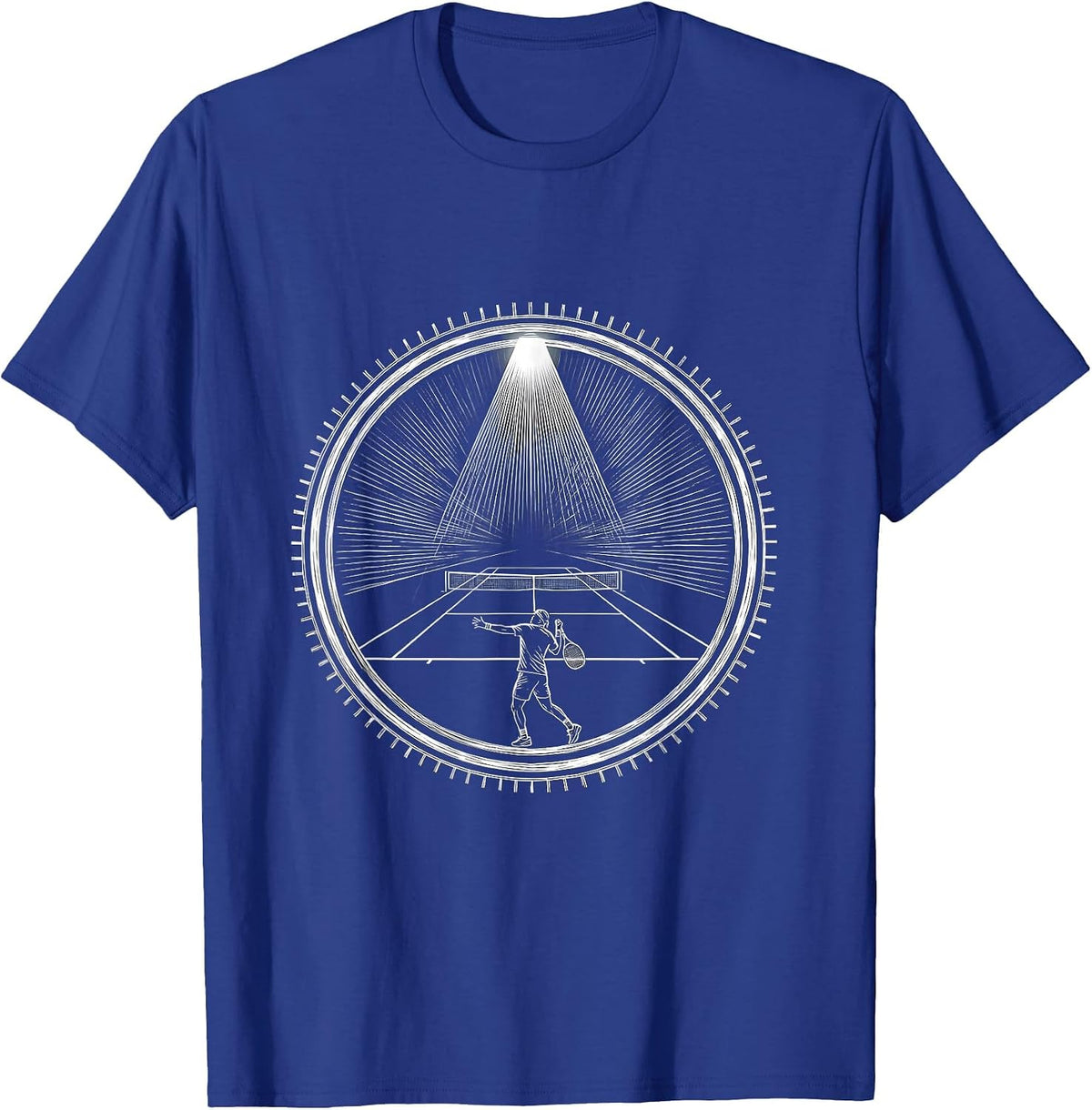 Tennis Spotlight Court Lone Player Graphic T-Shirt - Royal Blue