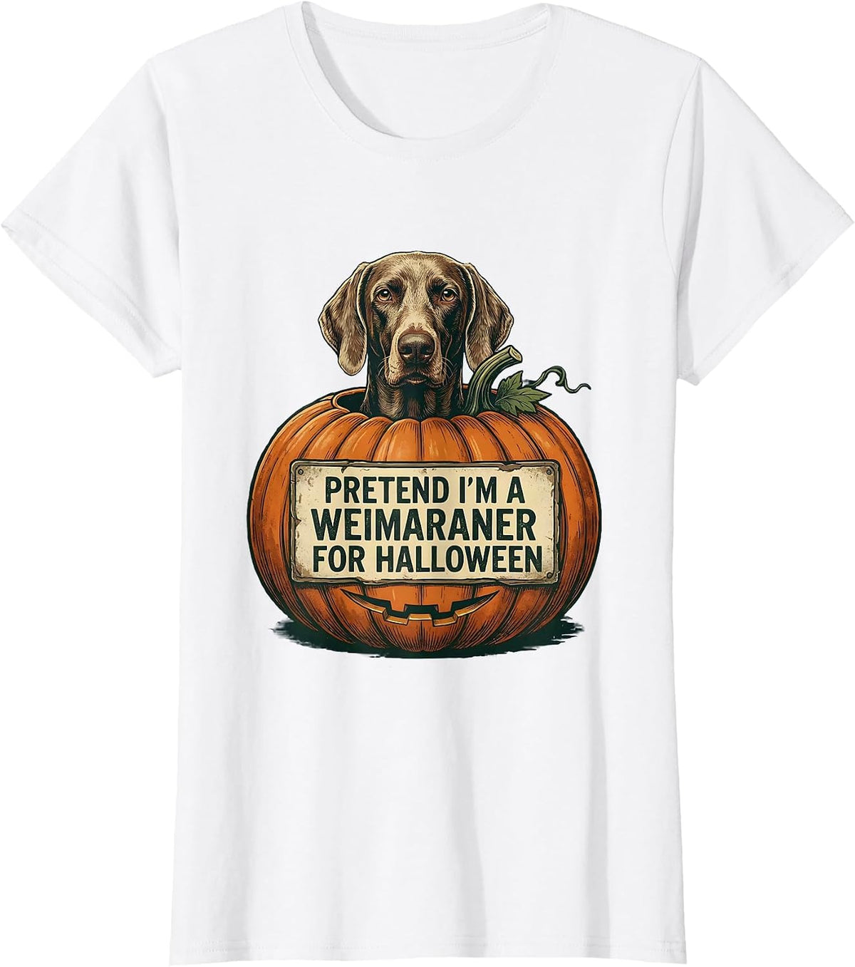 Pretend I'm A Weimaraner For Halloween Vintage Dog Owner T-Shirt - White