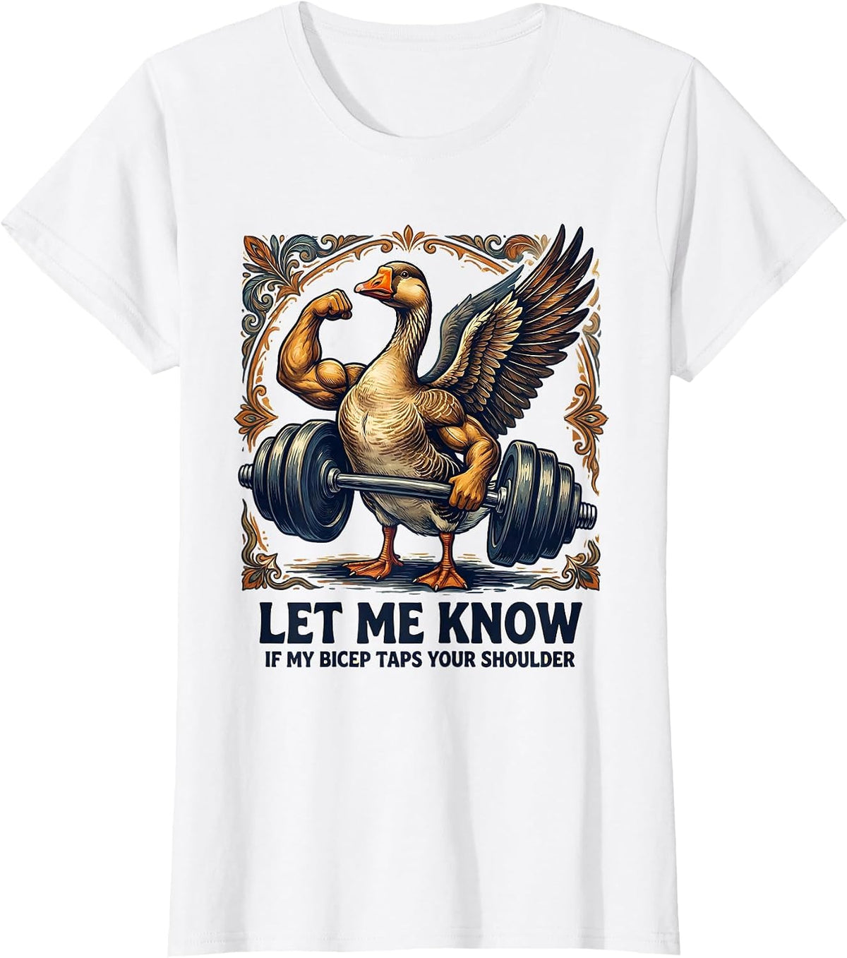 Let Me Know If My Bicep Taps Your Shoulder Funny Gym Humor T-Shirt - White