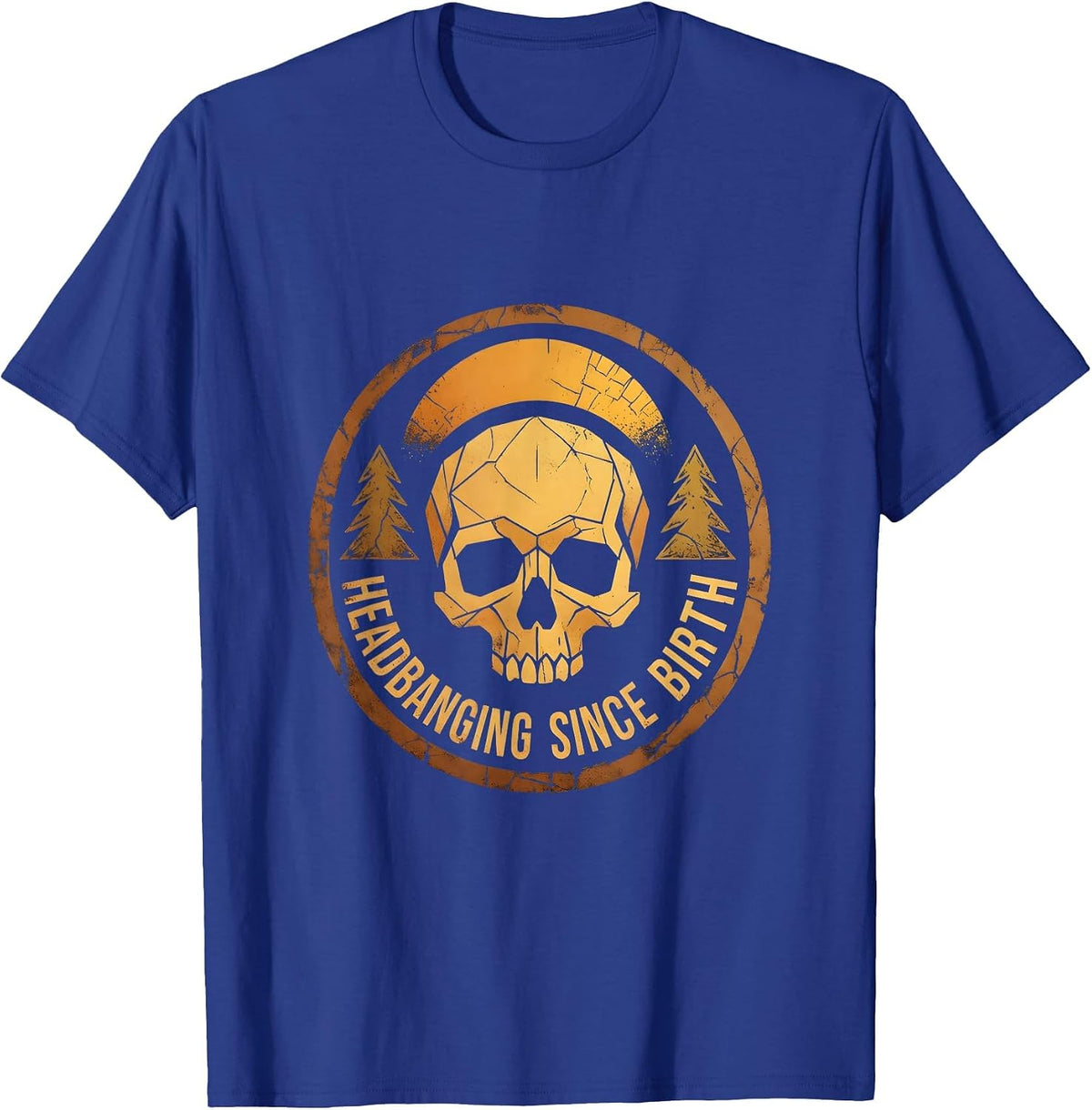 Headbanging Since Birth Heavy Metal Design T-Shirt - Royal Blue