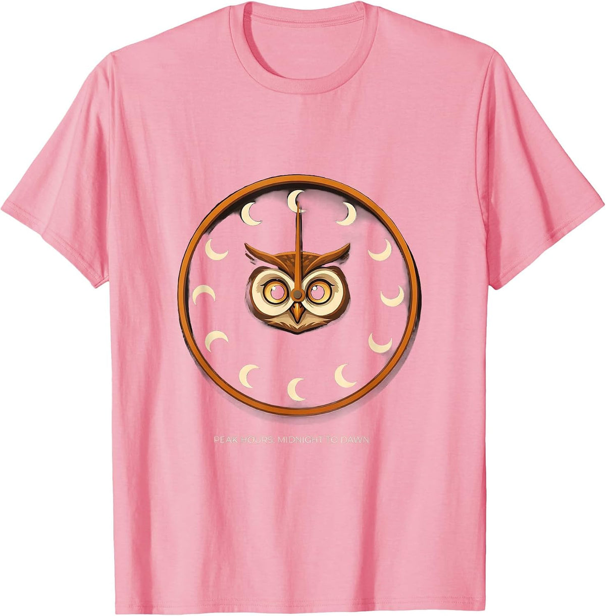 Men's Peak Hours: Midnight To Dawn Funny Owl Lover Bird Humor T-Shirt - Pink