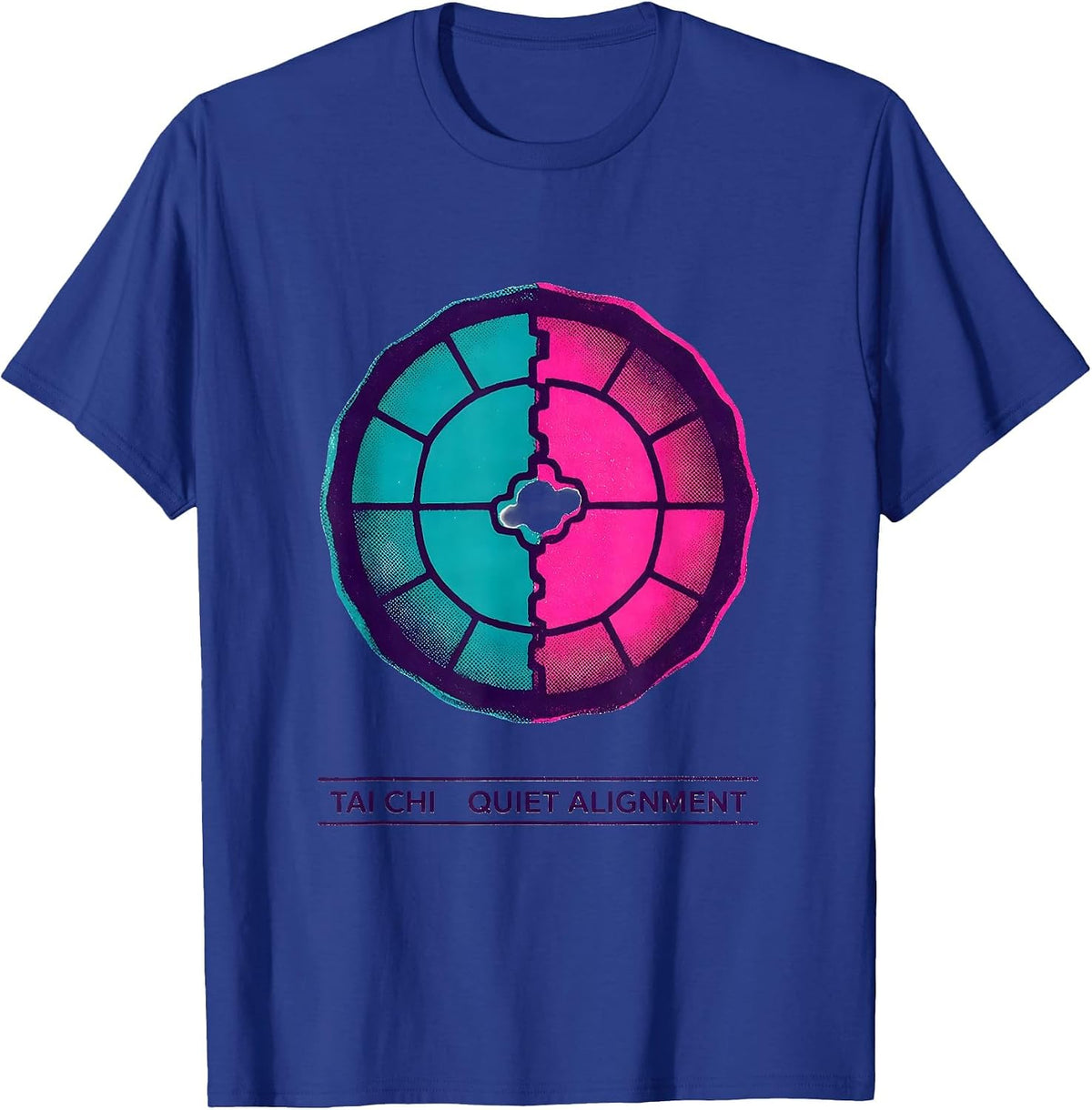 Men's Tai Chi Quiet Alignment Risograph Zen Martial Arts Gift T-Shirt - Royal Blue