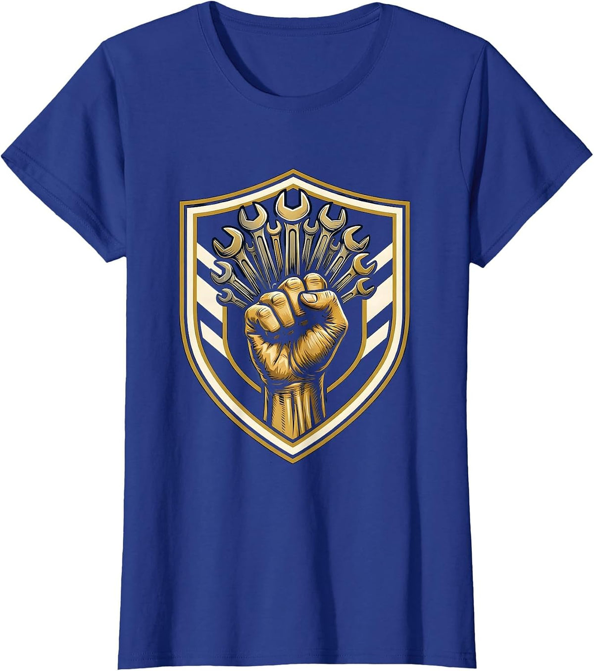 Women's Calloused Fist Wrenches Blue Collar Worker Graphic T-Shirt - Royal Blue