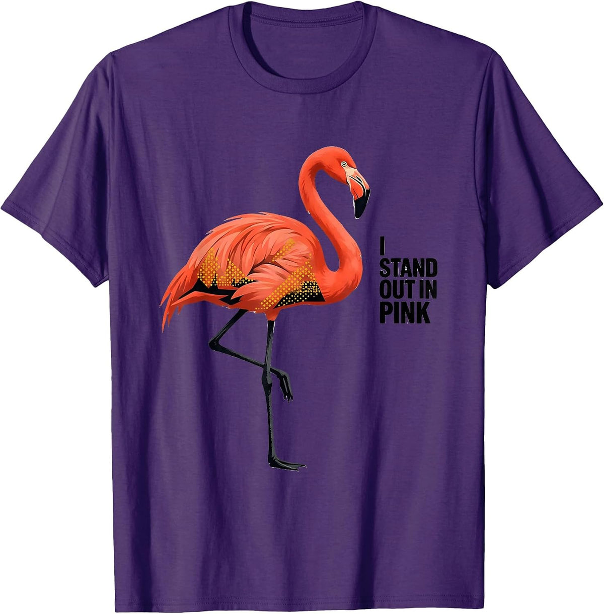 I Stand Out In Pink Midcentury Modern Flamingo Lover Humor T-Shirt - Purple