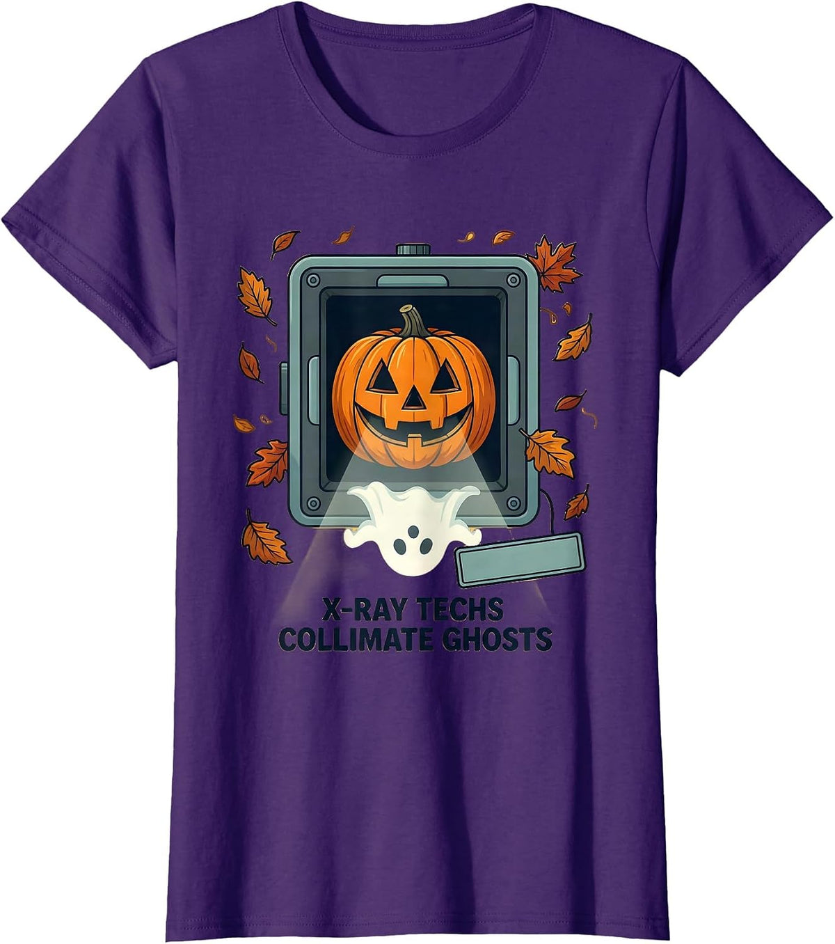 X-Ray Techs Collimate Ghosts Funny Radiology Halloween Tech T-Shirt - Purple