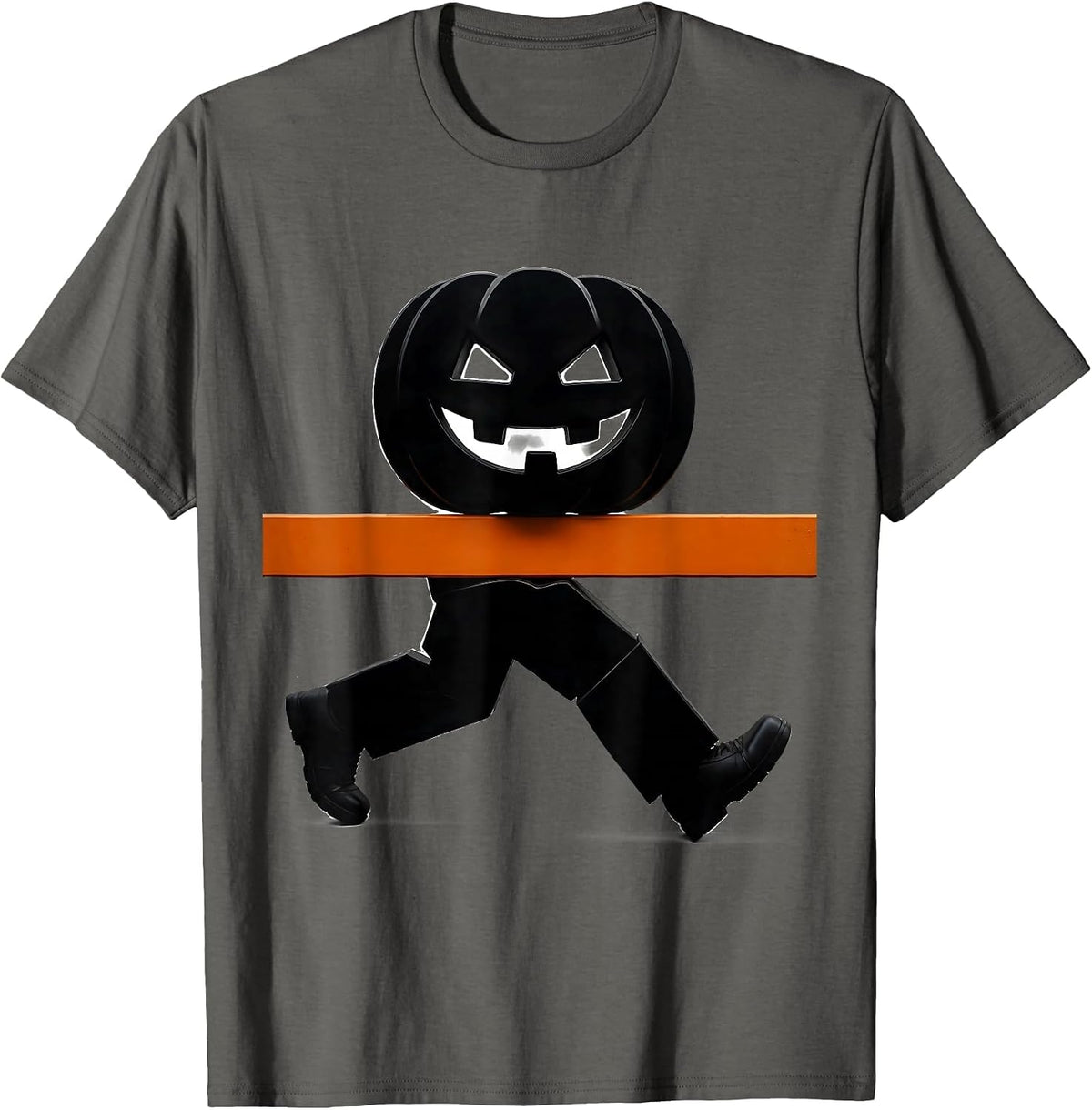Men's Pumpkin Runner Costume Halloween Marathon Team T-Shirt - Asphalt Grey
