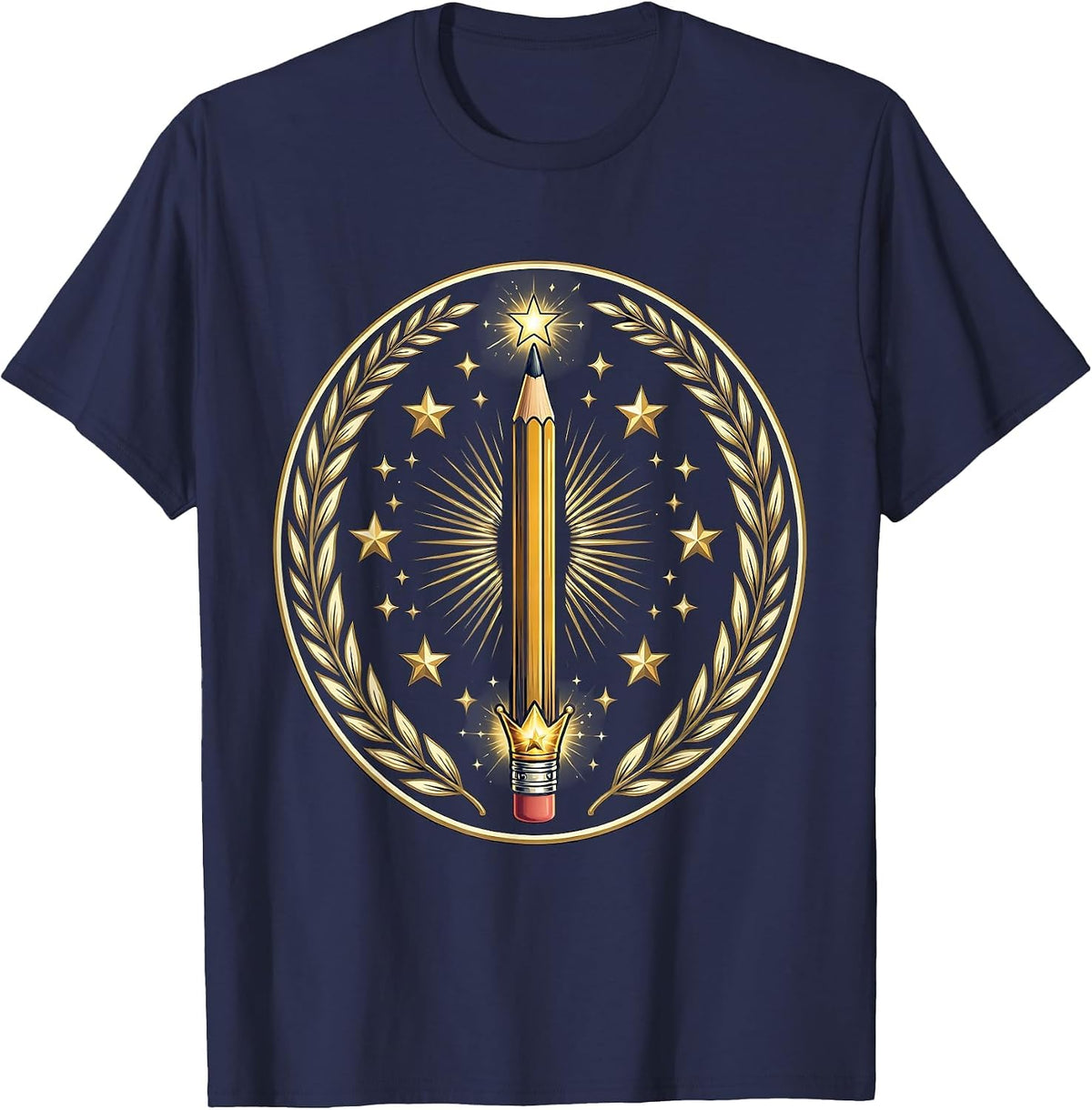 Men's Magic Wand Pencil First Grade Teacher Gift T-Shirt - Navy Blue