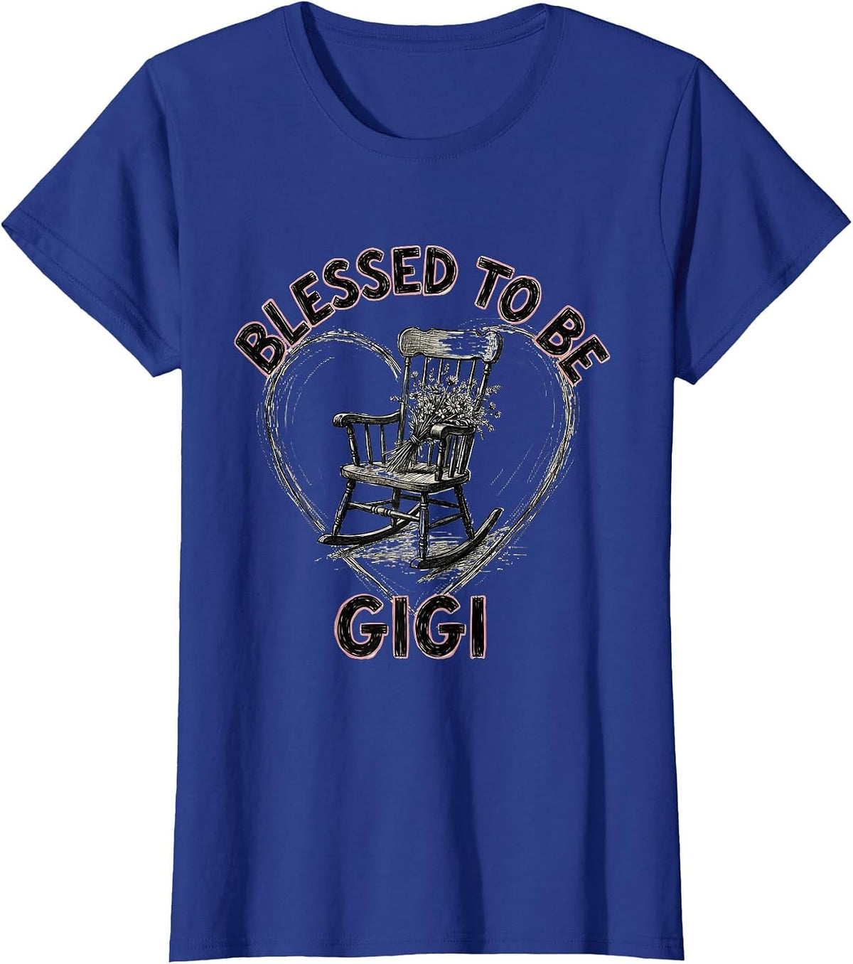 Women's Blessed To Be Gigi Grandma Gift Design T-Shirt - Royal Blue