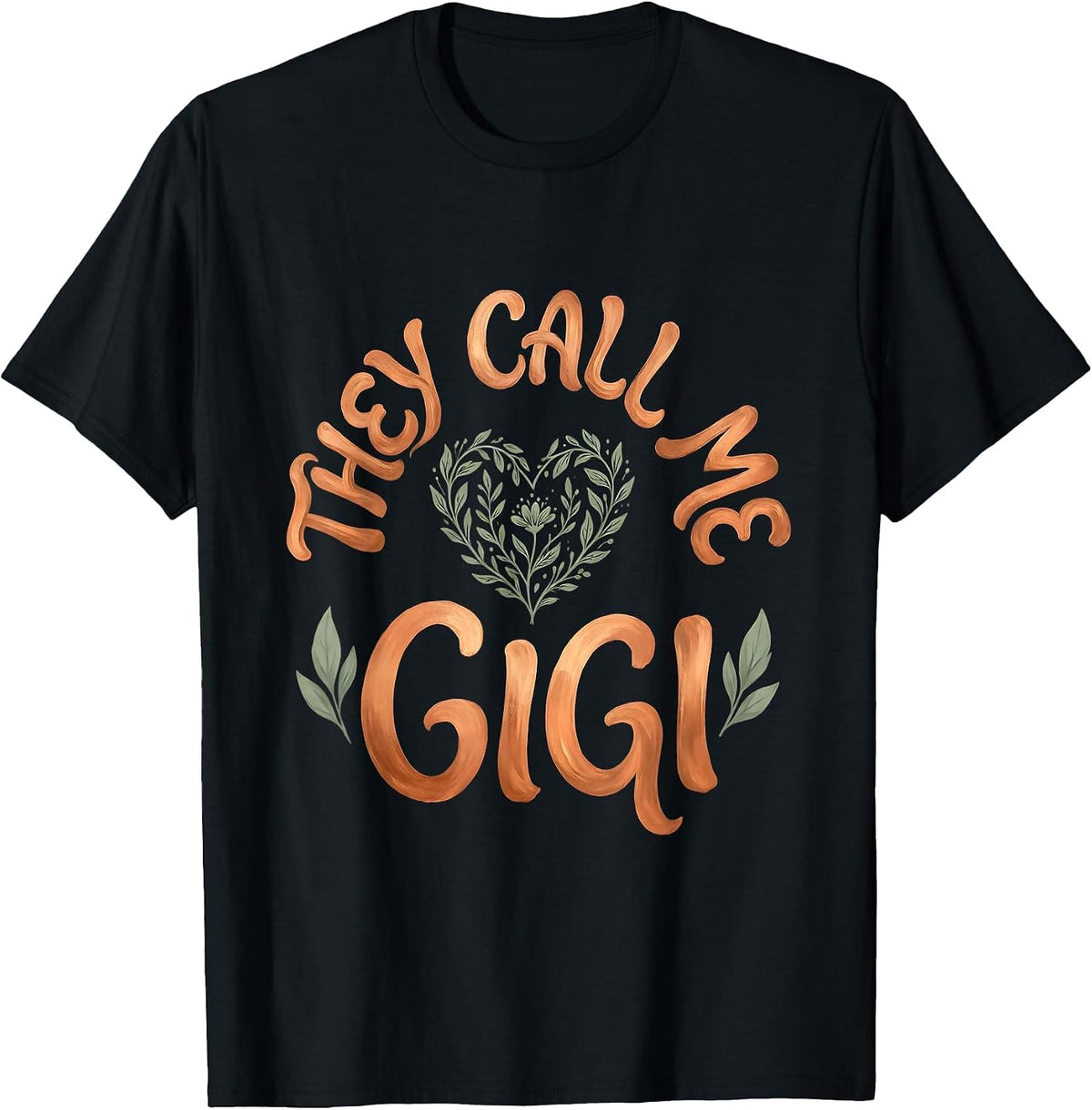 Men's They Call Me Gigi Boho Typography Grandma Nickname National T-Shirt - Black