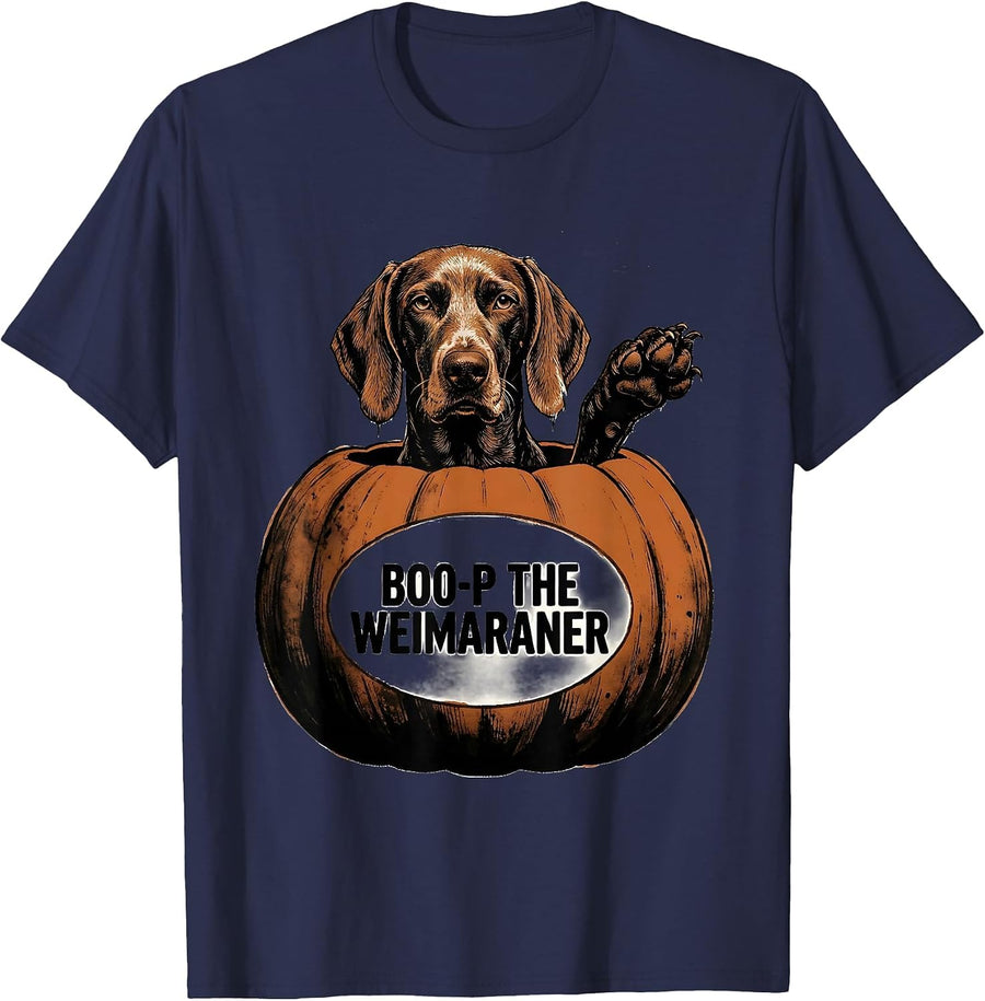 Boo-P The Weimaraner Funny Dog Lover Halloween Costume T-Shirt - Navy Blue