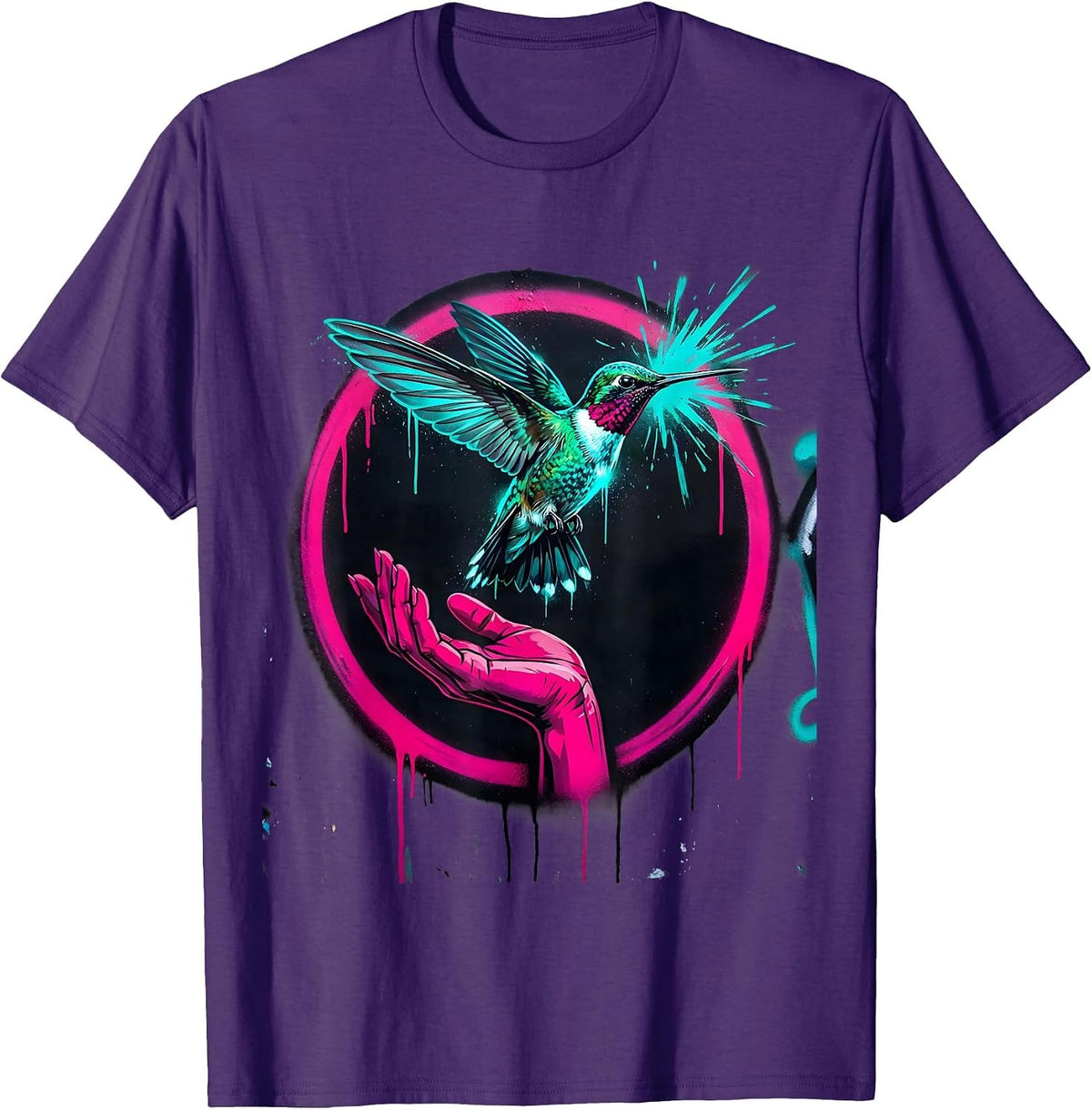 Hummingbird Freedom Open Palm Release Art T-Shirt - Purple