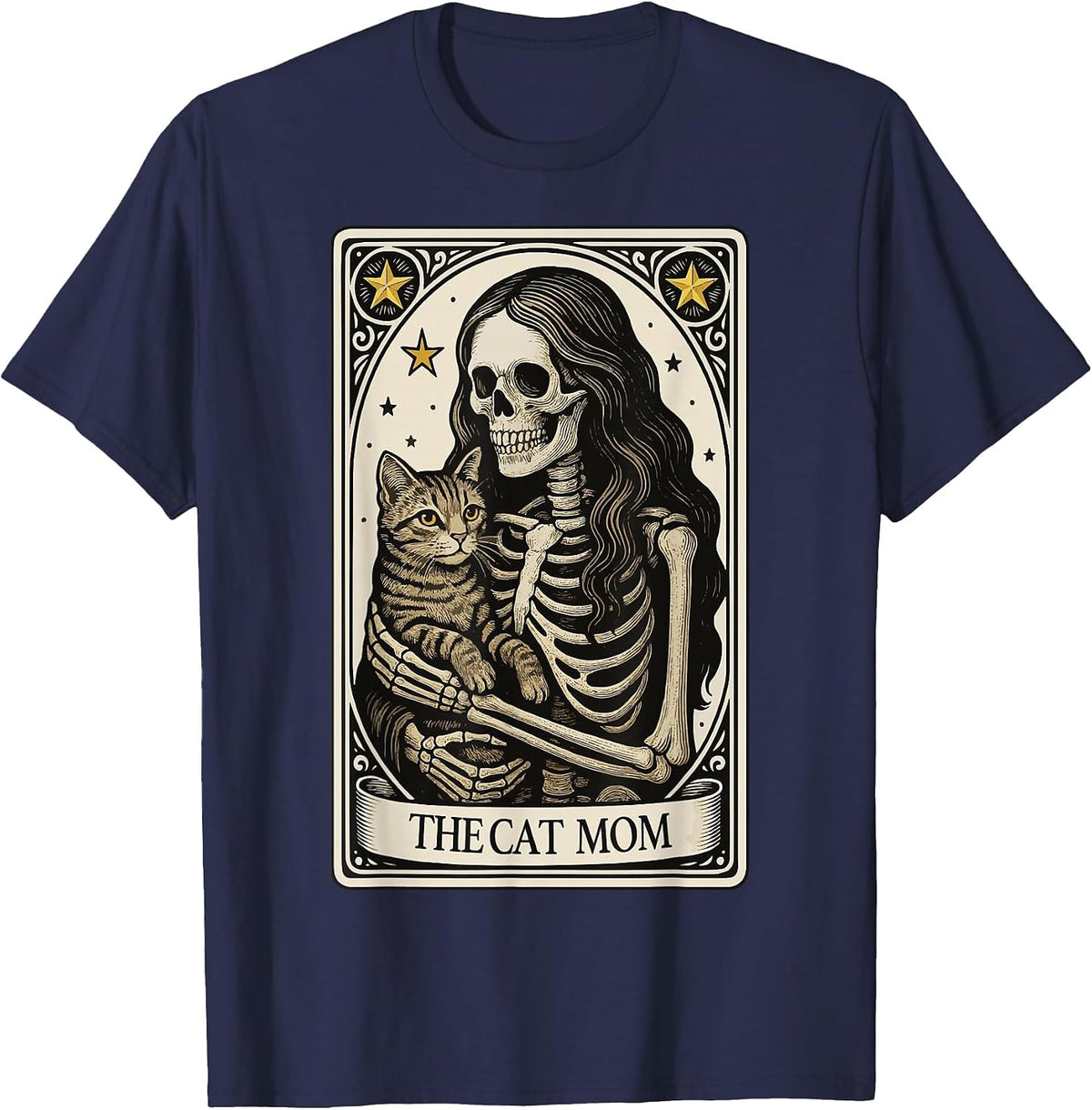 The Cat Lady Tarot Card T-Shirt - Navy Blue
