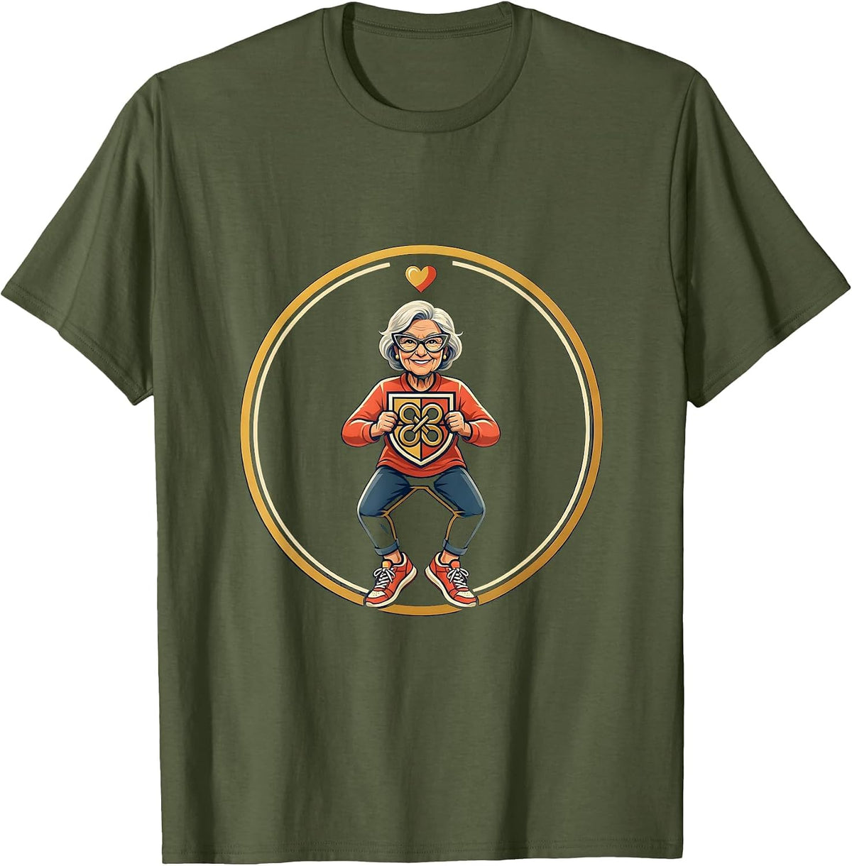 Sealed Gigi Grandma Emblem Badge Family Crest T-Shirt - Olive Green