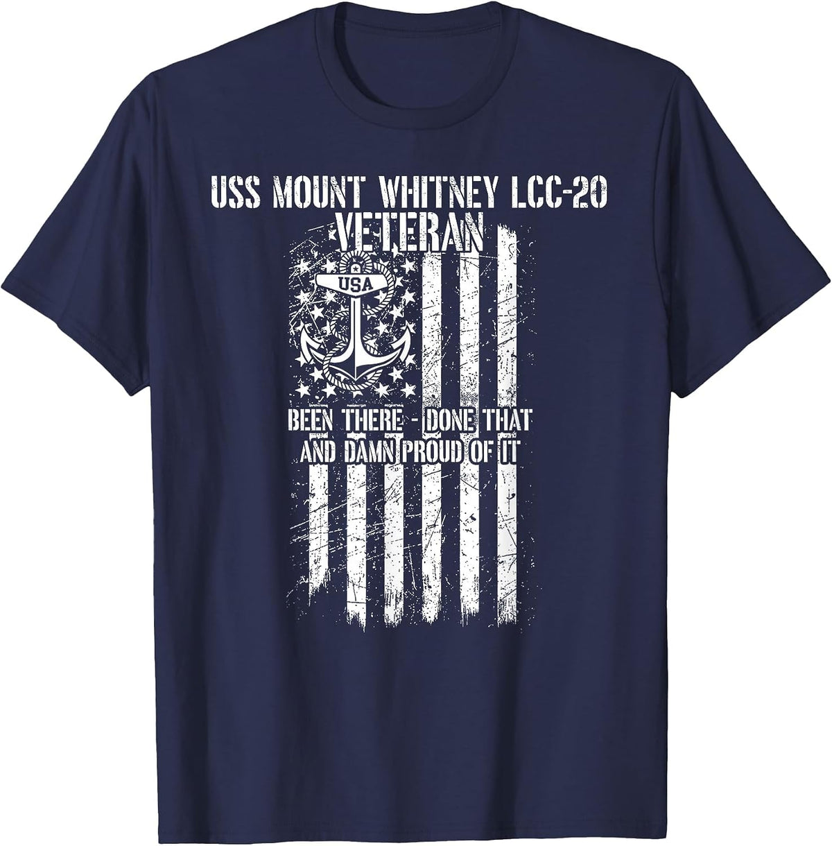 USS Mount Whitney LCC-20 Amphibious Command Ship Veteran T-Shirt - Navy Blue