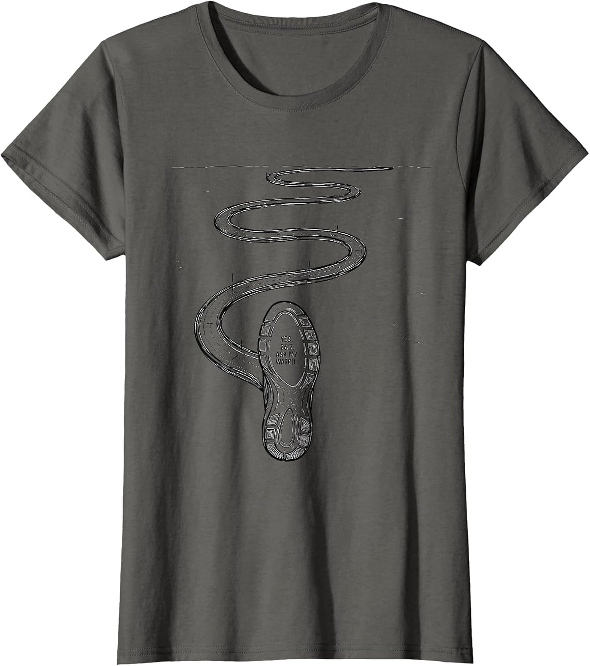 Women's Yes. 26.2. Ask My Watch Funny Runner Marathon Gift T-Shirt - Asphalt Grey