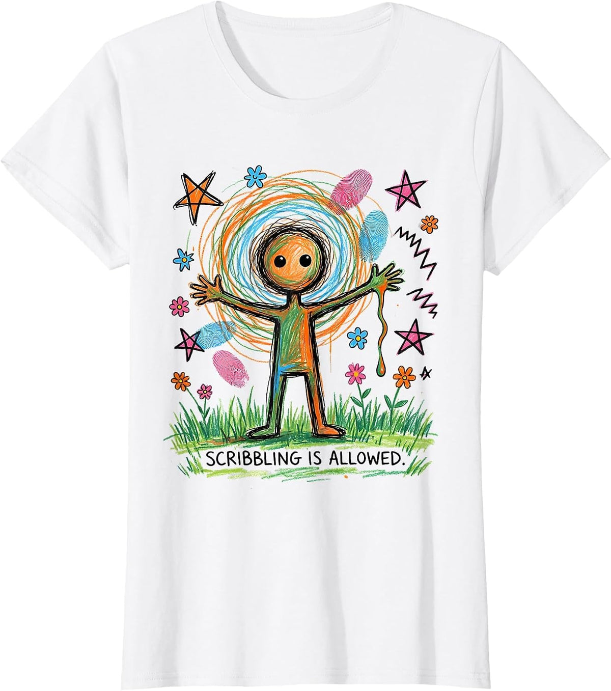Women's Scribbling Is Allowed Funny Art Teacher Back To School T-Shirt - White