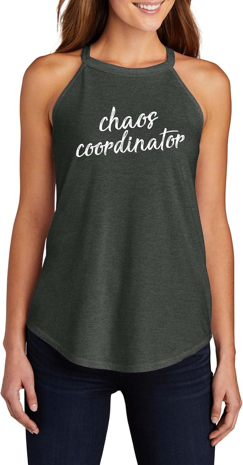 Chaos Coordinator Funny Sarcastic Quote Top Triblend Tank Top Racerback Rocker - Ladies Rocker Tank Black Frost