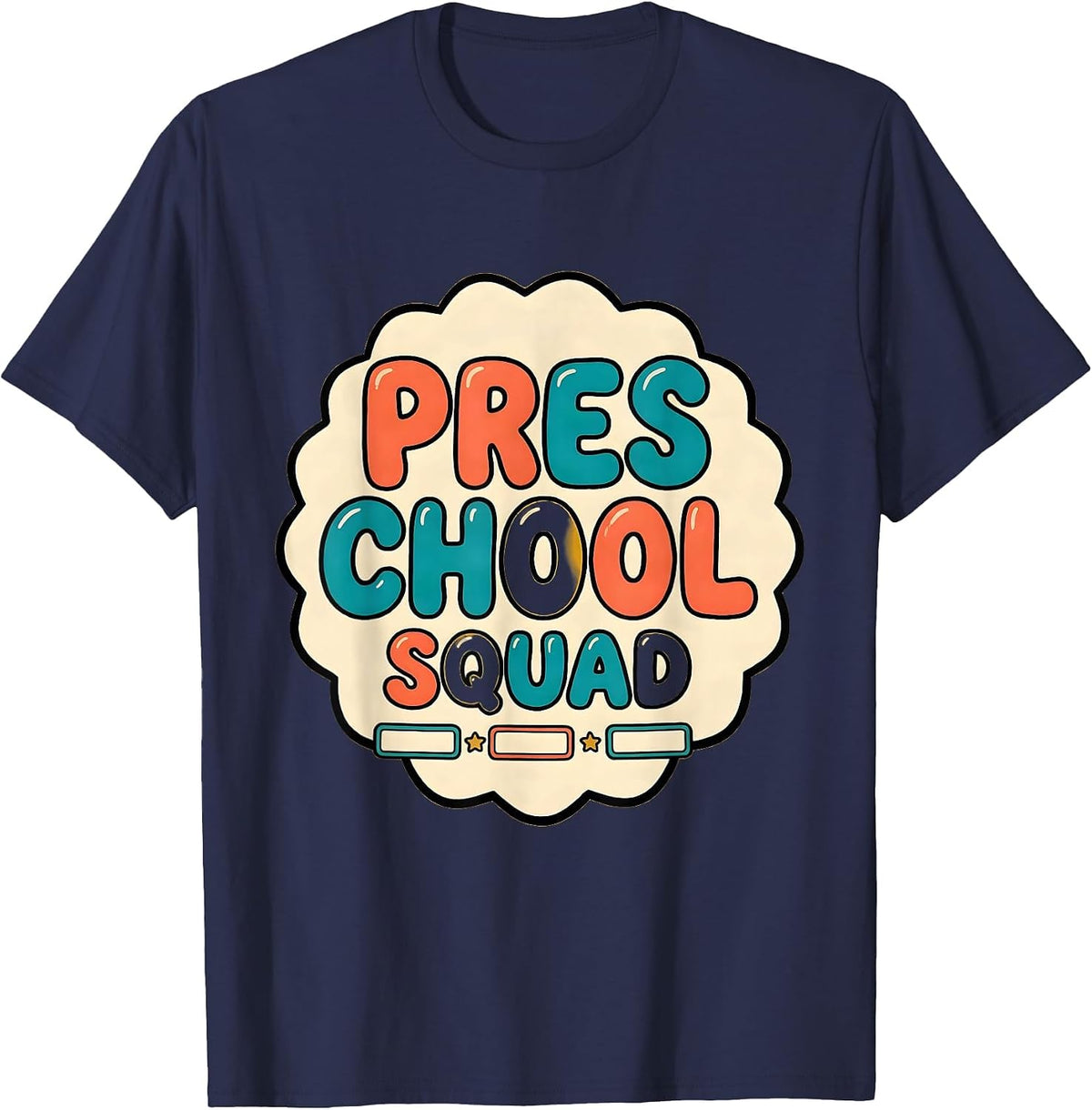Preschool Squad Childcare Provider Daycare Teacher Back T-Shirt - Navy Blue