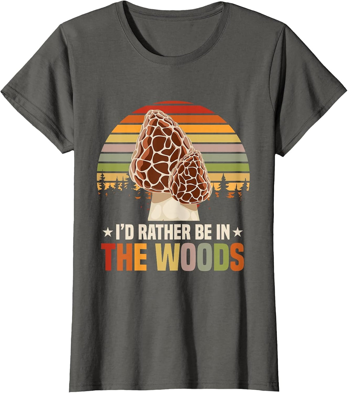 Funny Morel Mycology Mushrooms T-Shirt - Asphalt Grey