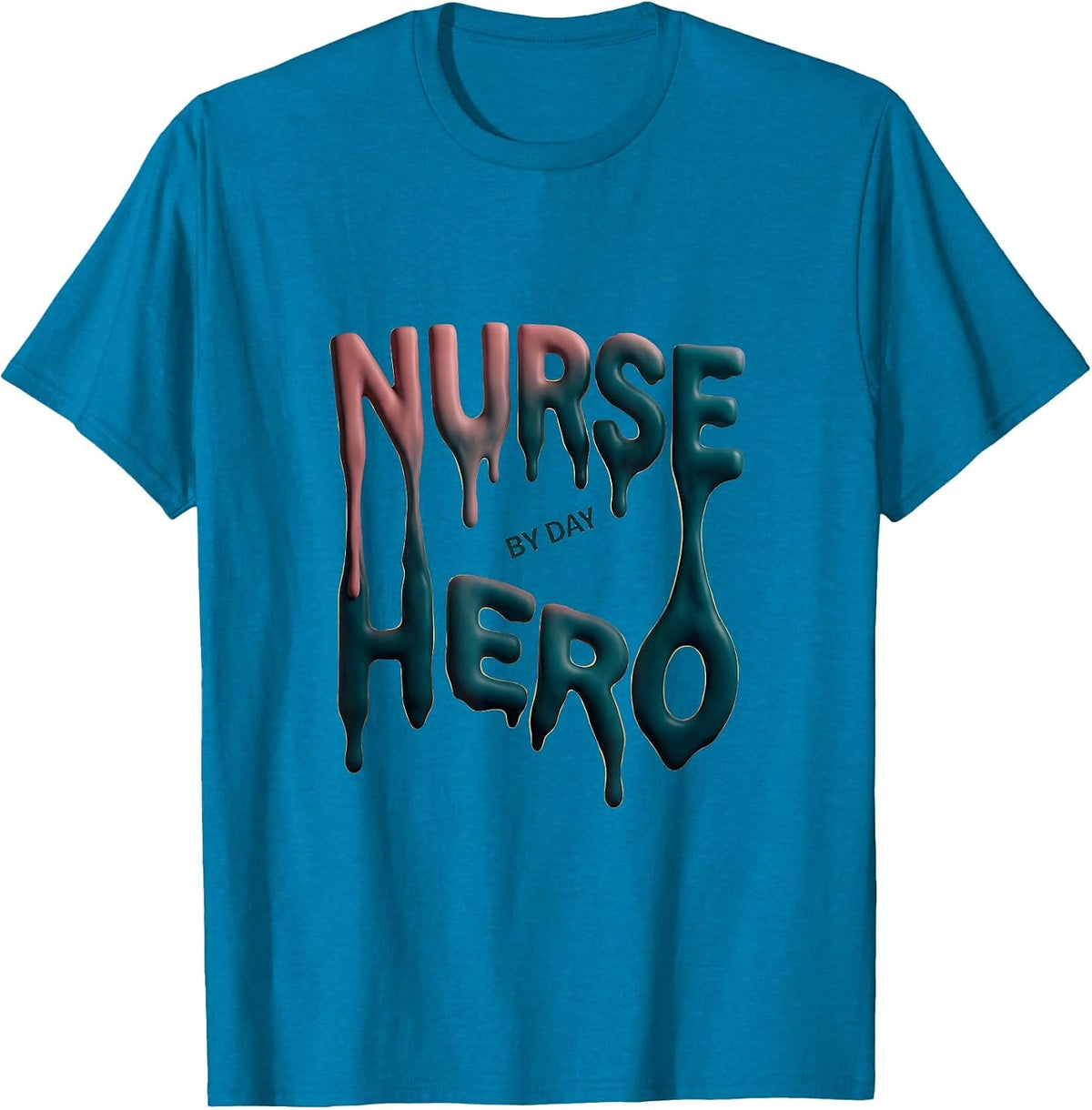 Nurse By Day Hero School Nurse Design T-Shirt - Sapphire Blue