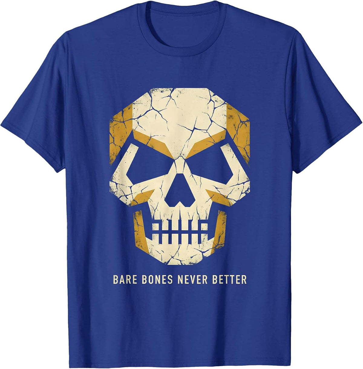 Men's Bare Bones Never Better Skeleton Graphic Design T-Shirt - Royal Blue