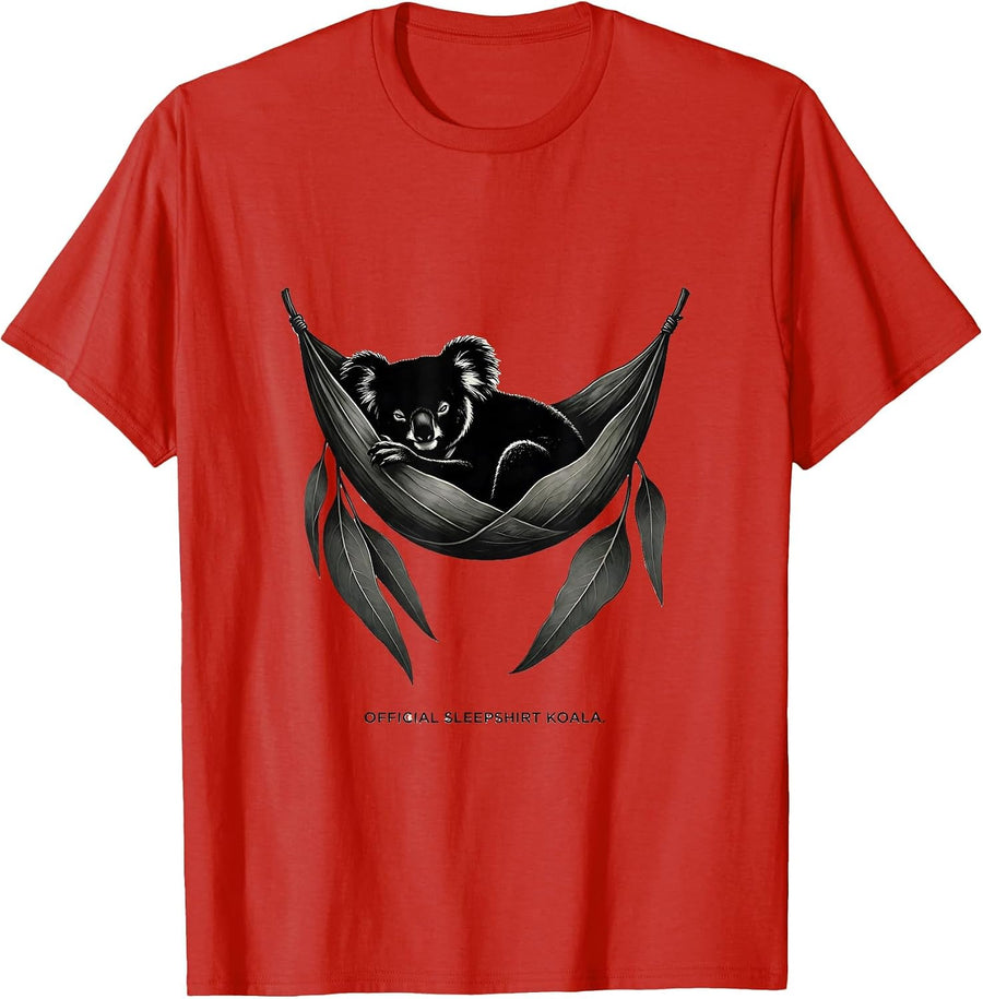 Official Sleepshirt Koala Funny Animal Lover Pajama T-Shirt, Men, Red, XX-Large - As Pictured