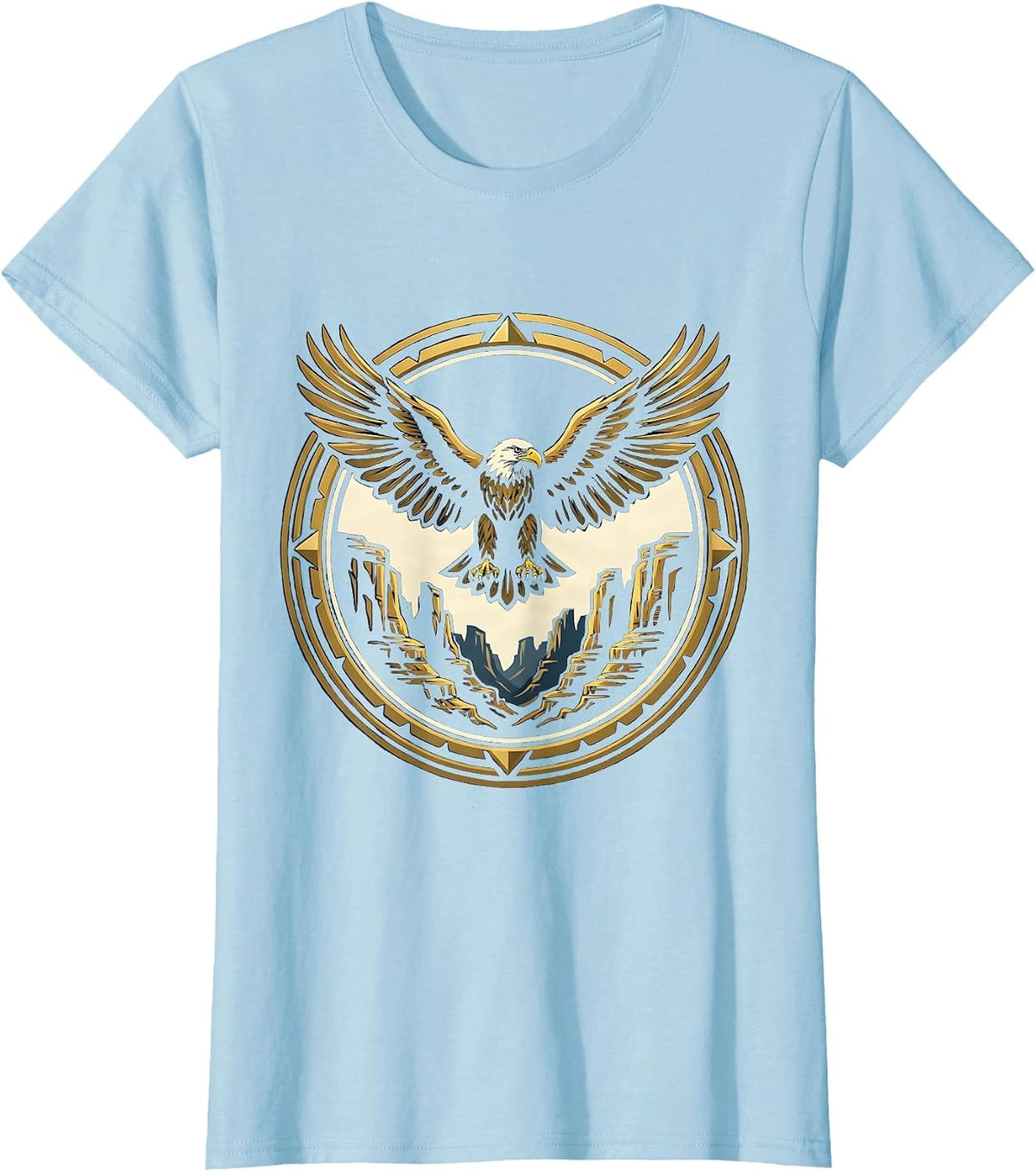 Women's Eagle Soaring Over Canyon Cliffs National Park T-Shirt - Baby Blue