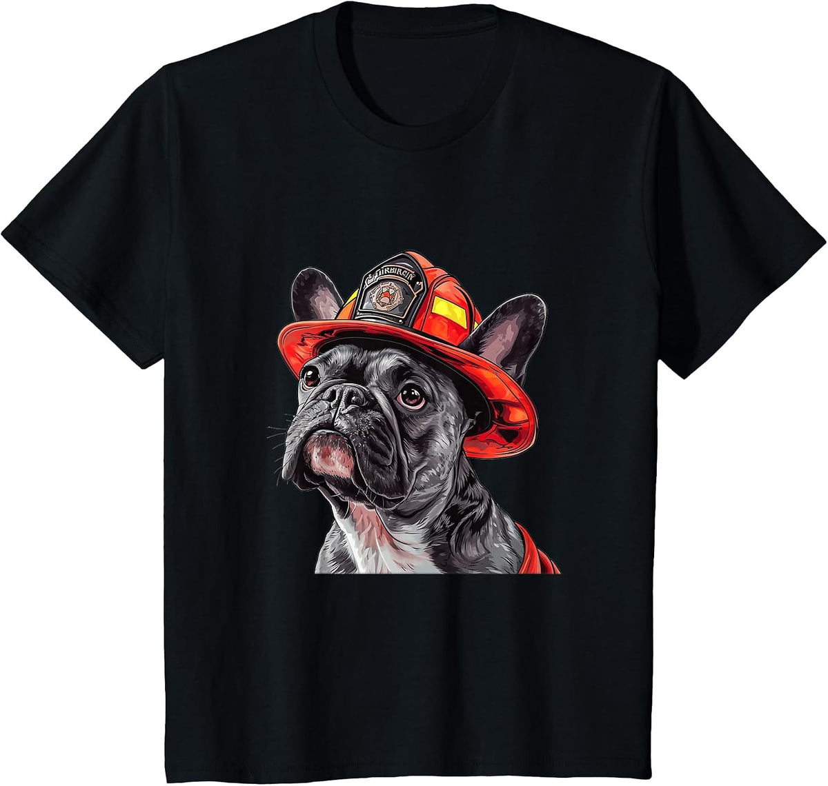 French Bulldog Firefighter Hat Fireman Dog T-Shirt - Black