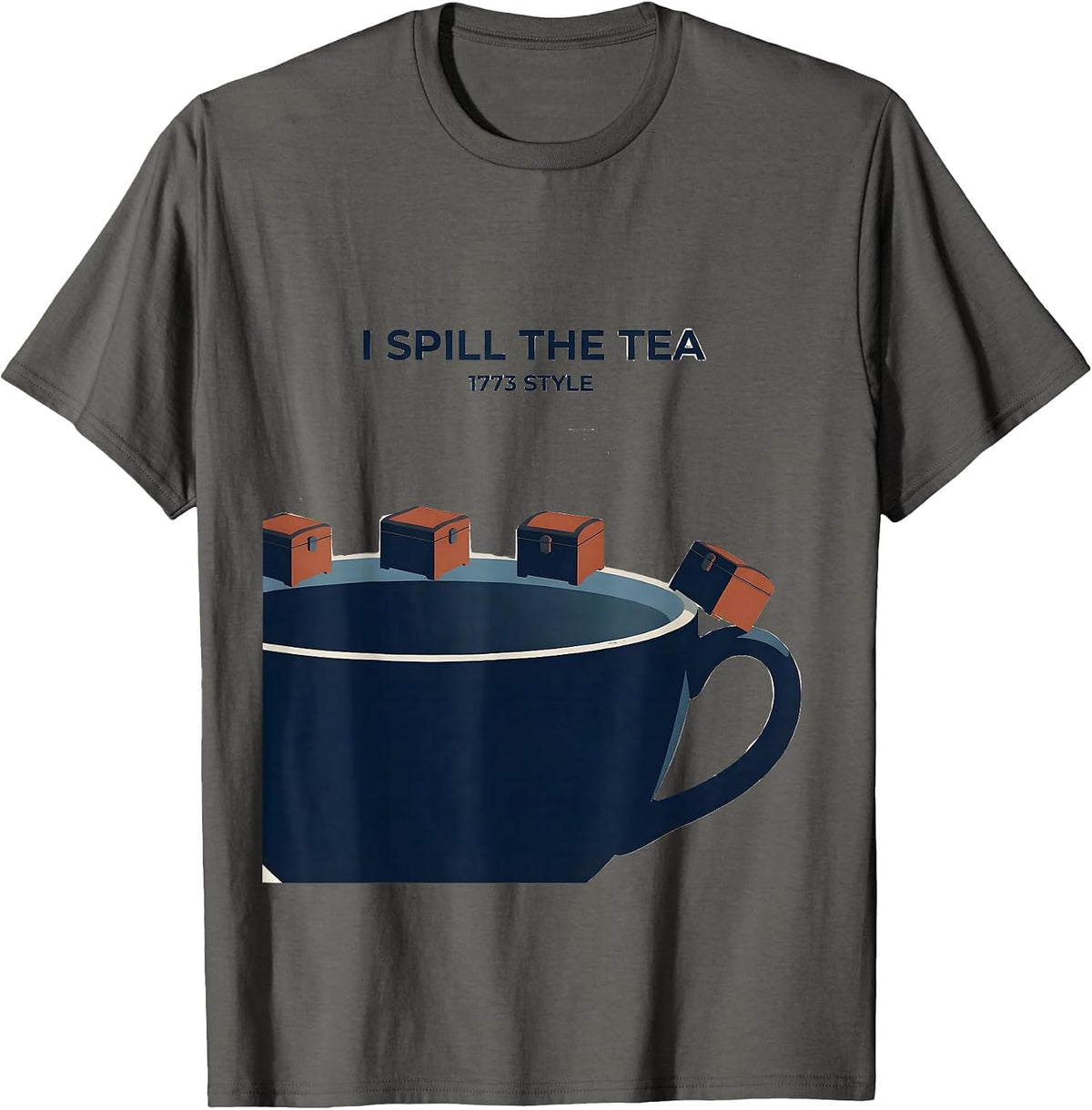 Men's I Spill The Tea, 1773 Style Funny History Teacher 4th T-Shirt - Asphalt Grey