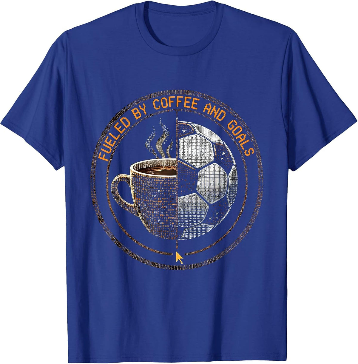Men's Fueled by Coffee and Goals Soccer Dad Design T-Shirt - Royal Blue