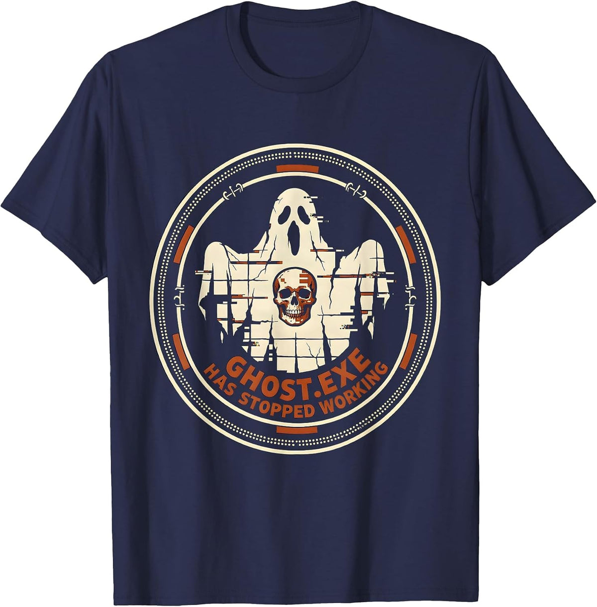 Men's Ghost.exe Has Stopped Working Halloween Meme T-Shirt - Navy Blue