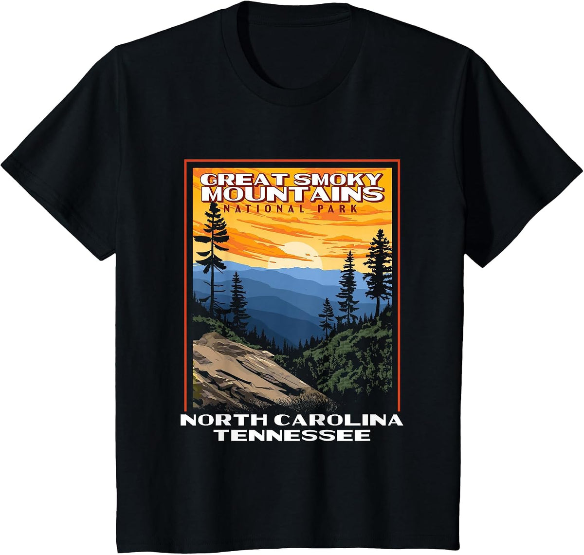Great Smoky Mountains Vintage WPA National Park Smokies T-Shirt - Black