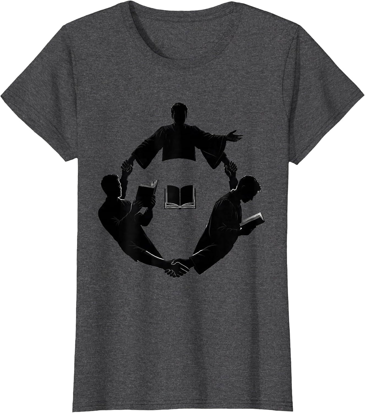 Women's Three Silhouettes Unity Circle Black History Month Heritage T-Shirt - Dark Heather Grey