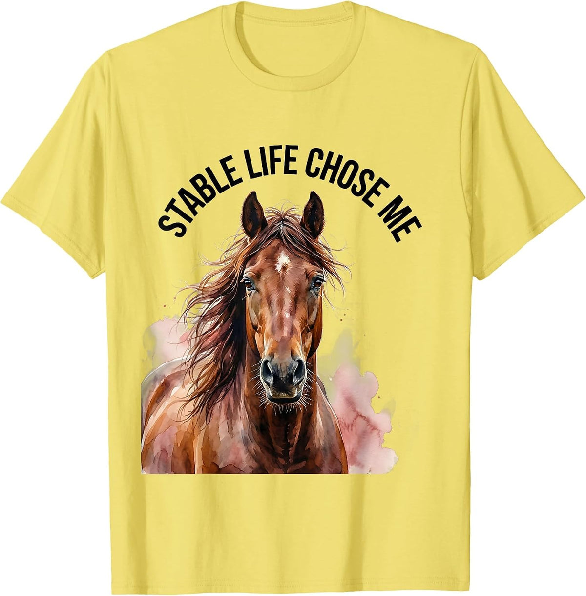 Men's Stable Life Chose Me Horse Lover Design T-Shirt - Lemon Yellow